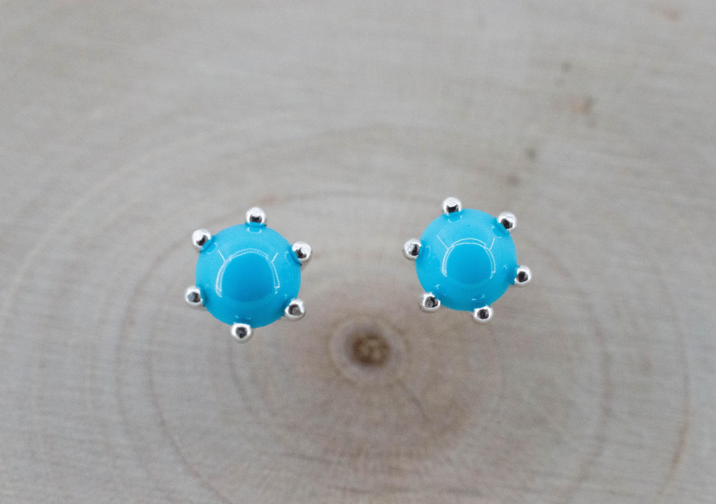Turquoise Earrings, Natural Stabilized Sleeping Beauty Turquoise; 0.735cts - Mark Oliver Gems