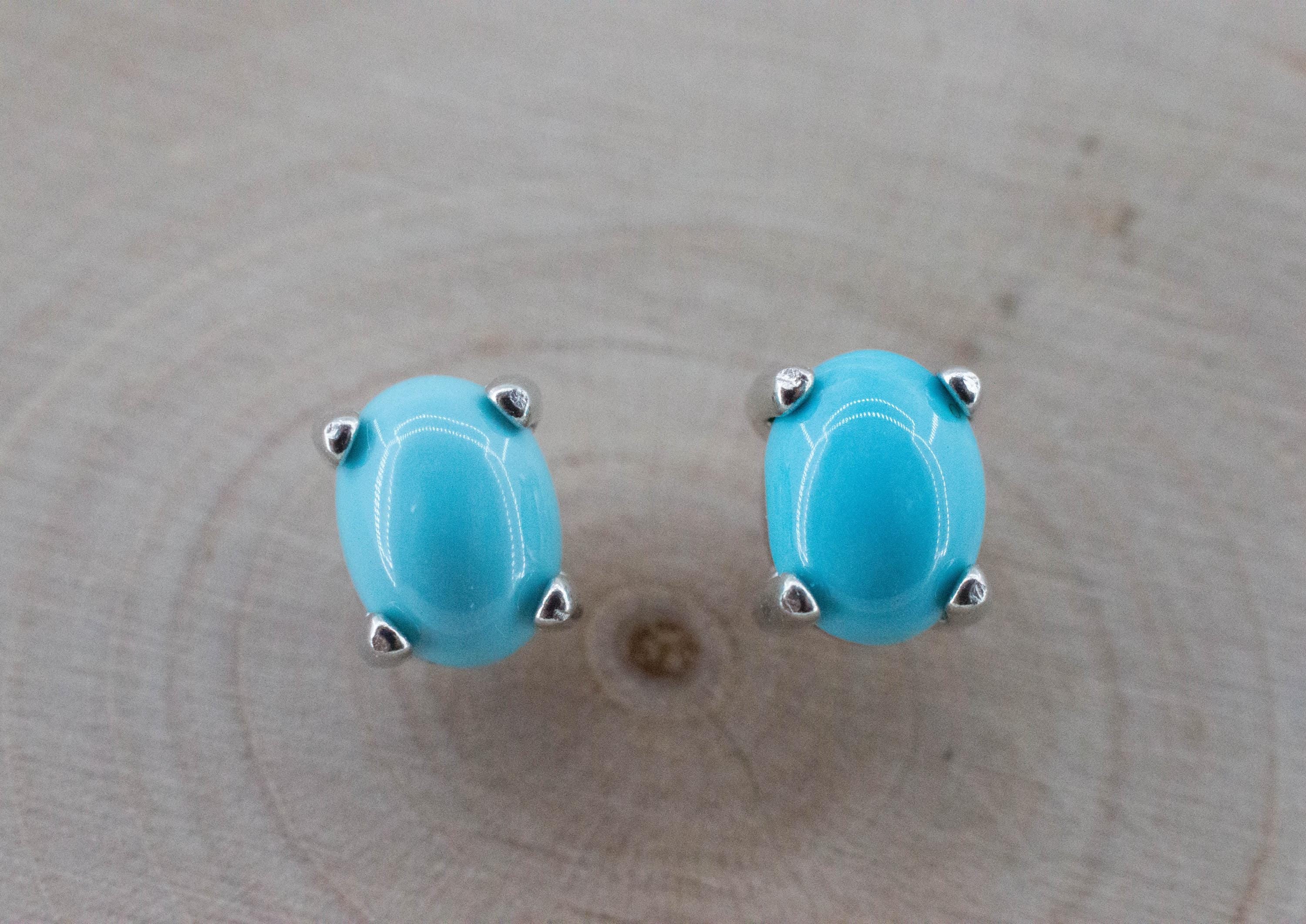 Turquoise Earrings, Natural Stabilized Sleeping Beauty Turquoise; 1.580cts - Mark Oliver Gems