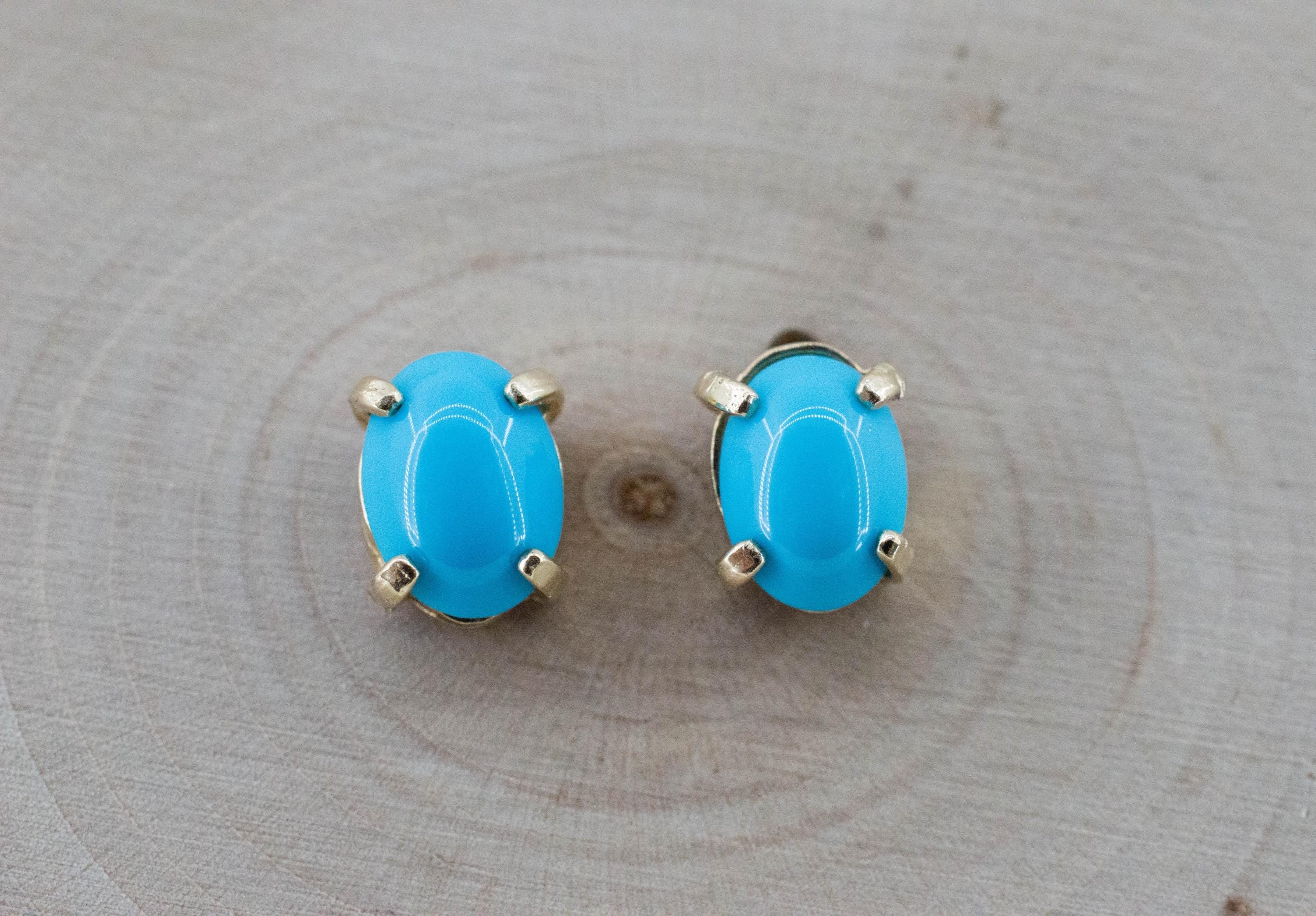 Turquoise Earrings, Natural Stabilized Sleeping Beauty Turquoise; 1.660cts - Mark Oliver Gems