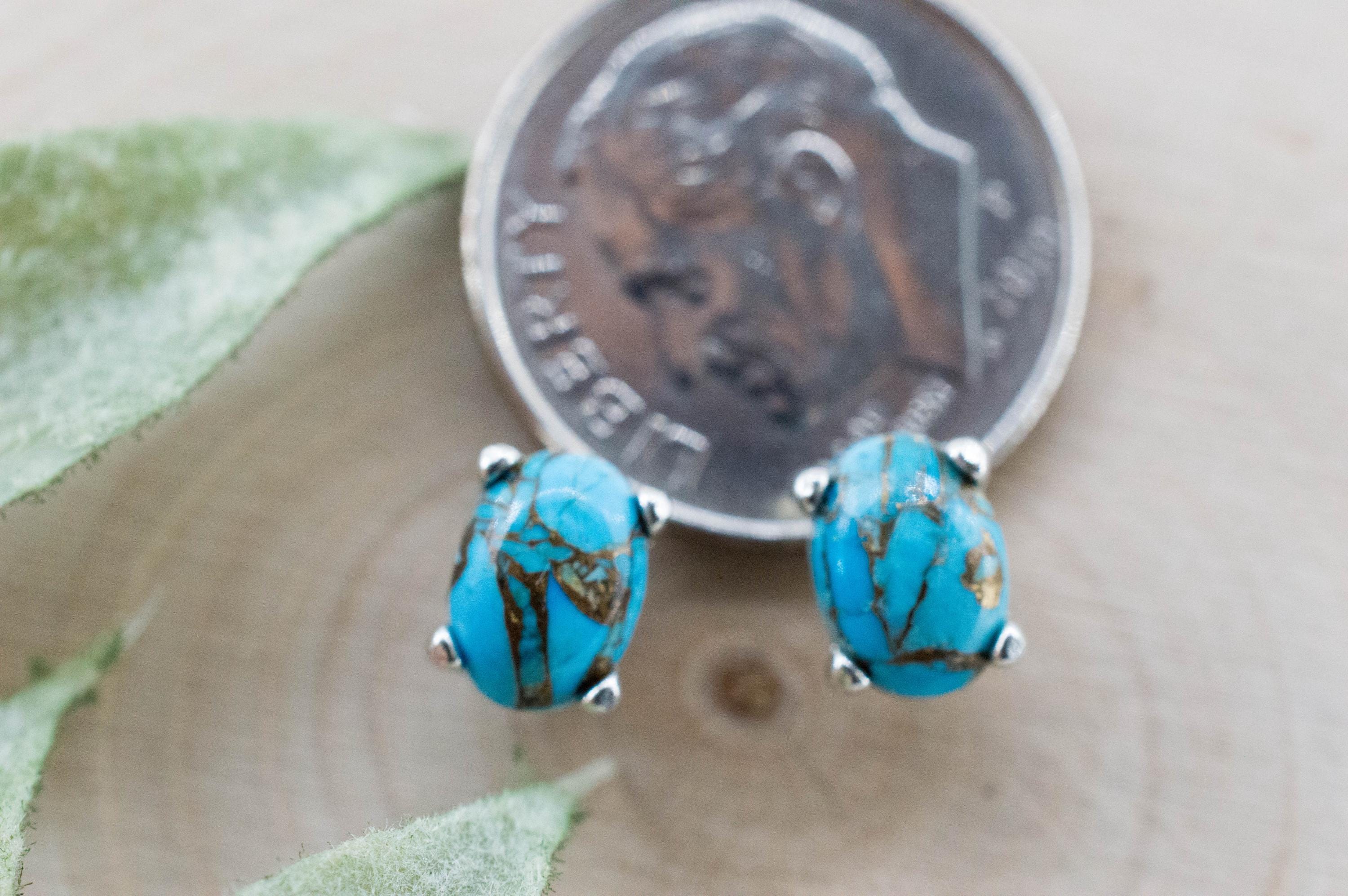 Turquoise Earrings, Natural Stabilized Nevada Turquoise; 1.730cts - Mark Oliver Gems