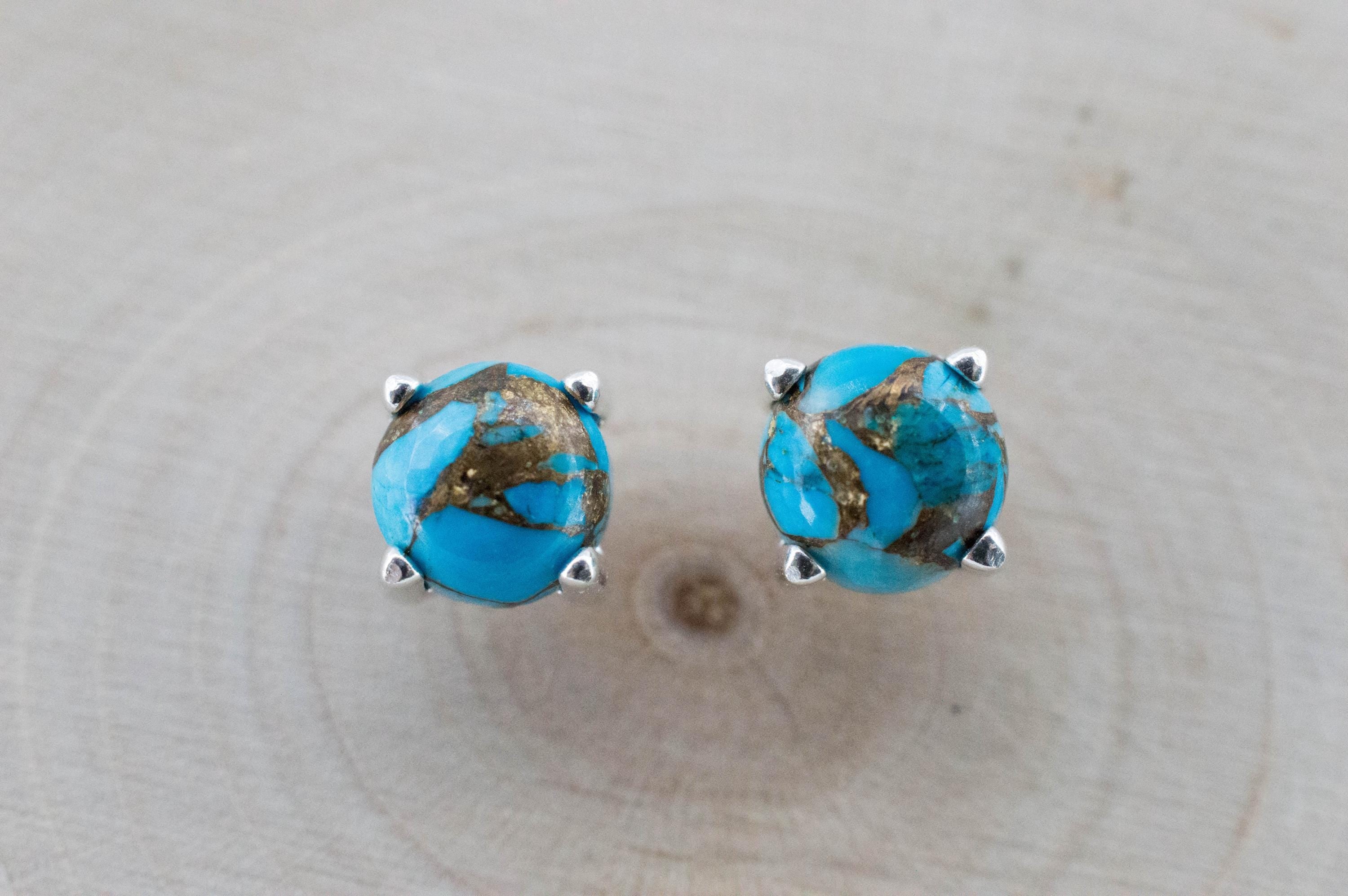 Turquoise Earrings, Natural Stabilized Nevada Turquoise; 1.810cts - Mark Oliver Gems