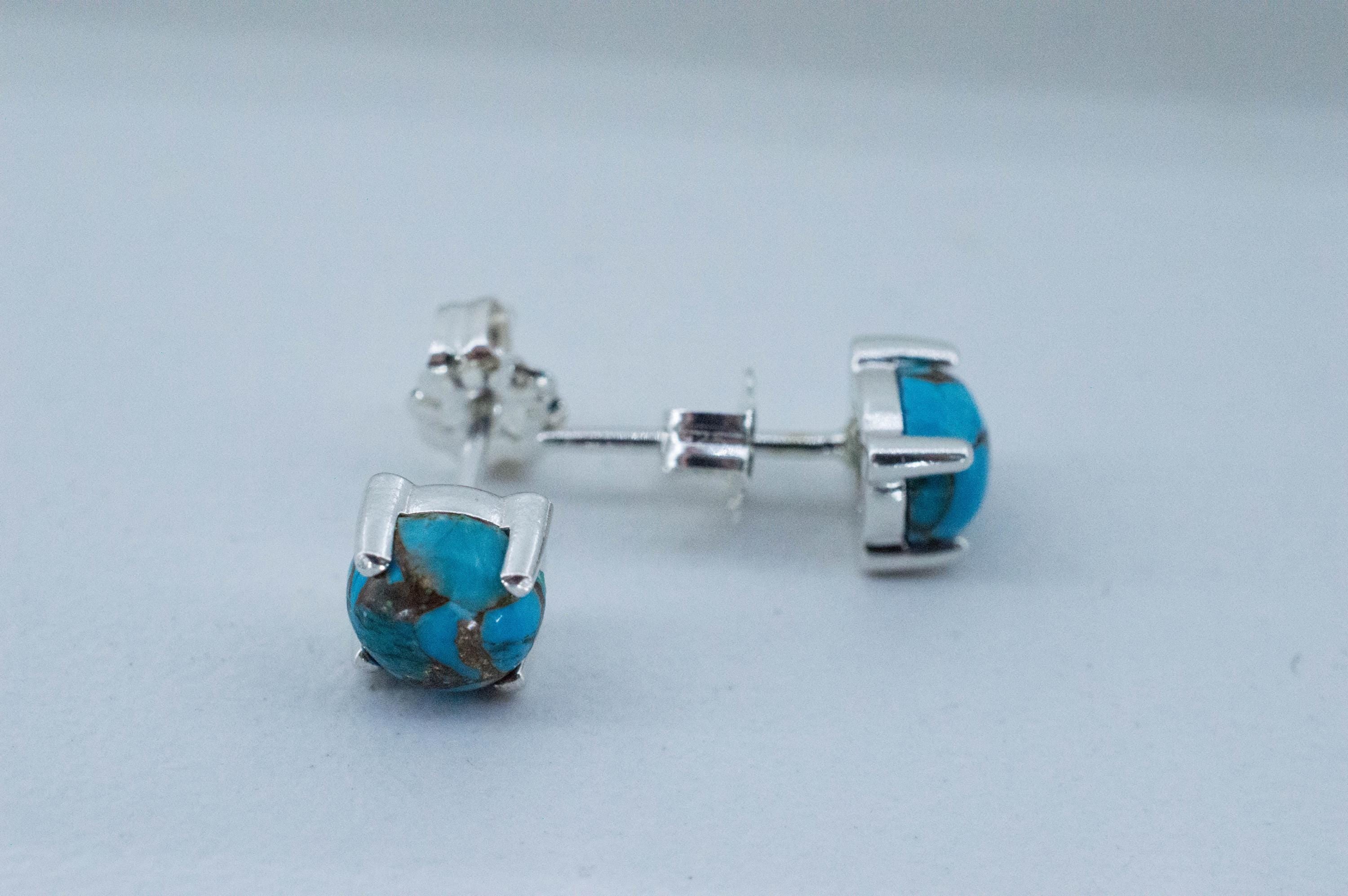 Turquoise Earrings, Natural Stabilized Nevada Turquoise; 1.810cts - Mark Oliver Gems