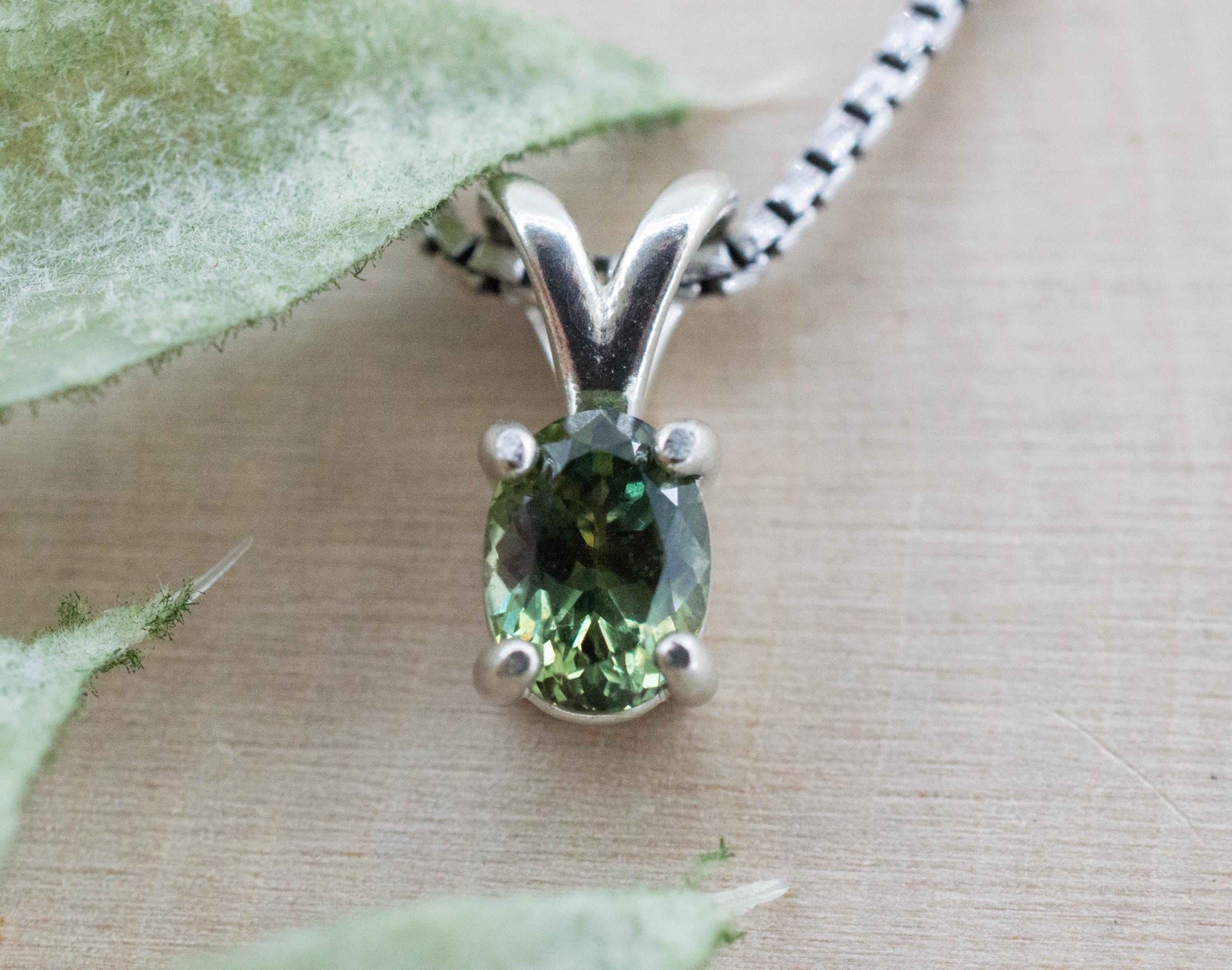 Green Sapphire Pendant; Natural Untreated Tanzania Umba Sapphire; 0.875cts - Mark Oliver Gems