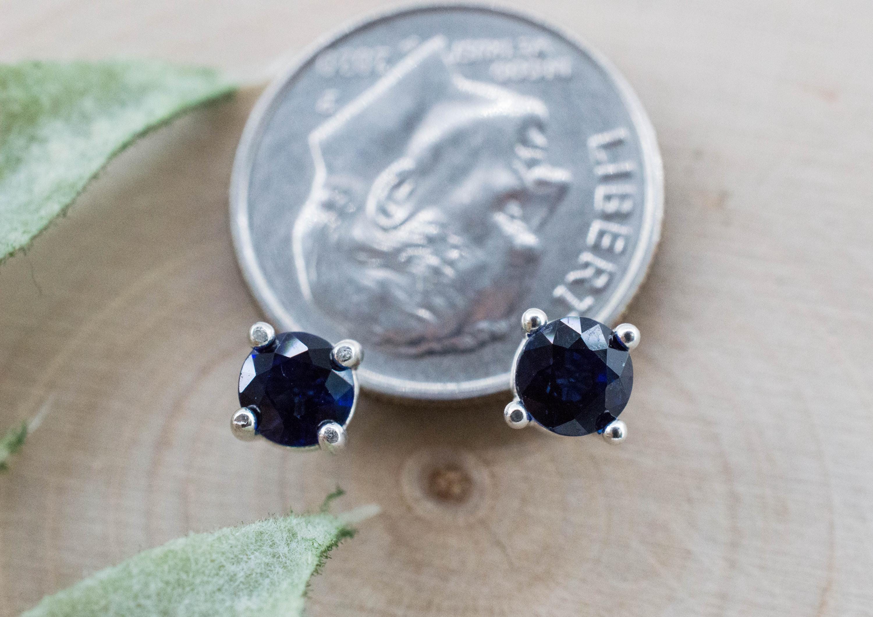 Blue Sapphire Earrings, Natural Thailand Sapphire; 0.985cts - Mark Oliver Gems