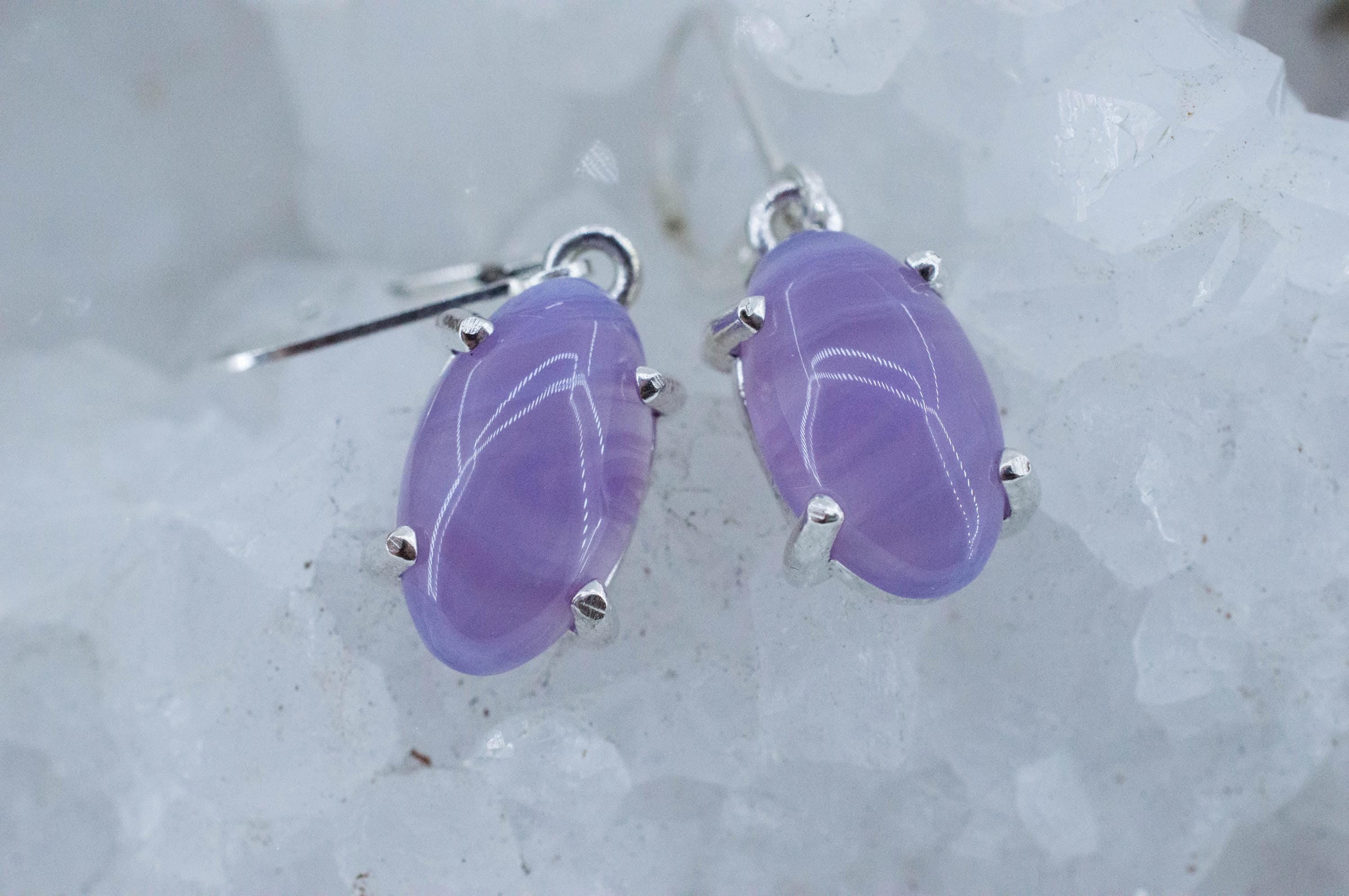 Purple Chalcedony Earrings; Natural Untreated Ethiopia Agate; 6.625cts - Mark Oliver Gems