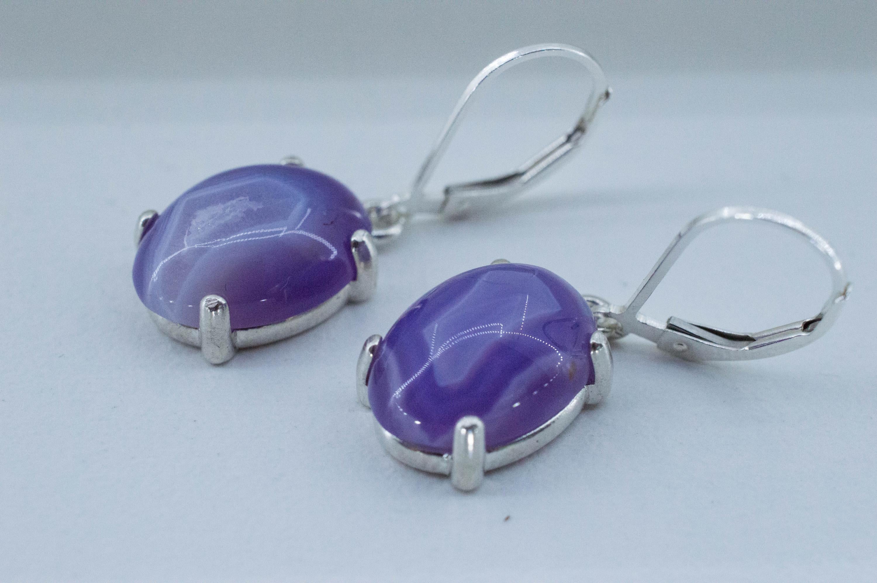 Purple Chalcedony Earrings; Natural Untreated Ethiopia Agate; 11.720cts - Mark Oliver Gems