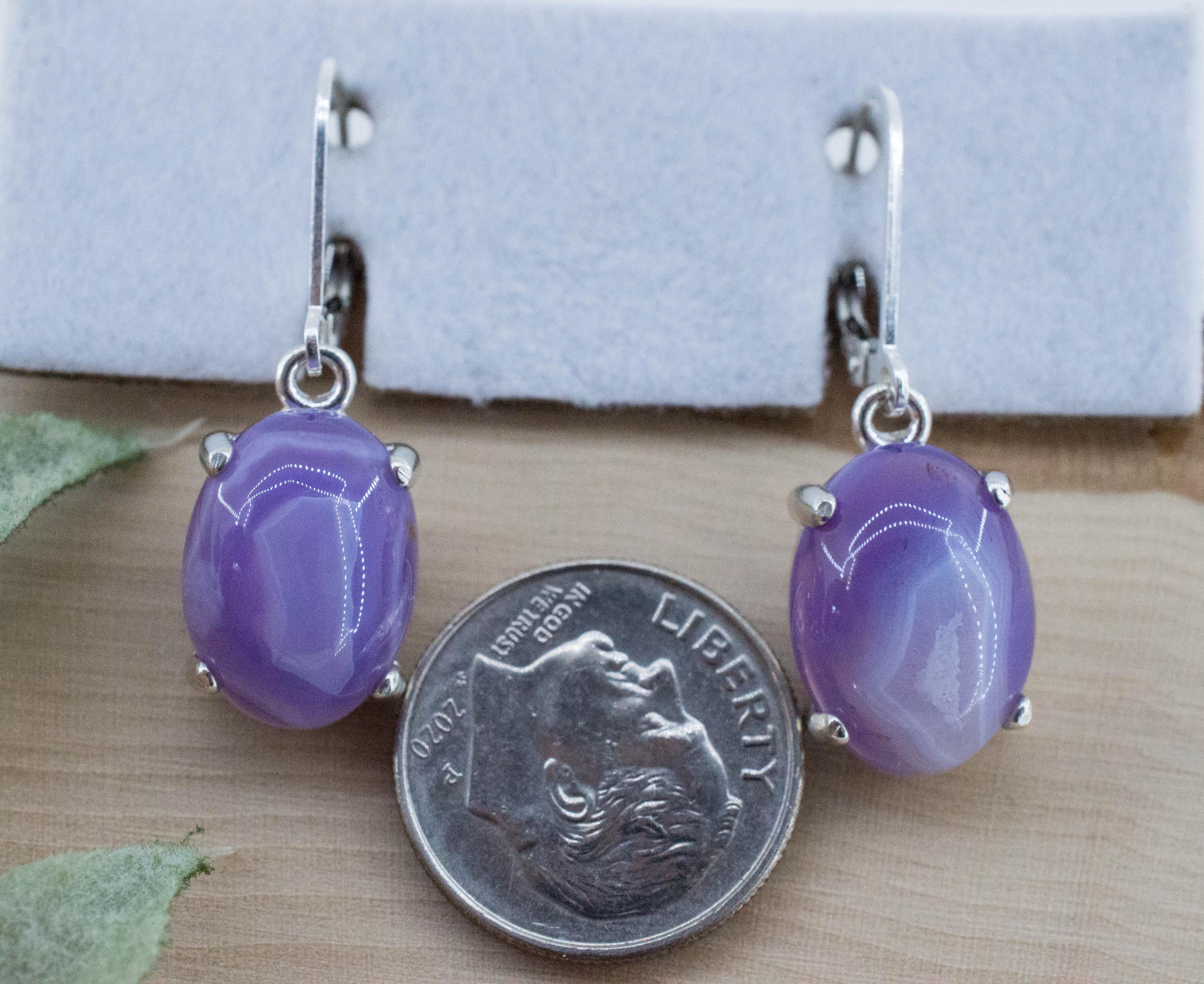 Purple Chalcedony Earrings; Natural Untreated Ethiopia Agate; 11.720cts - Mark Oliver Gems