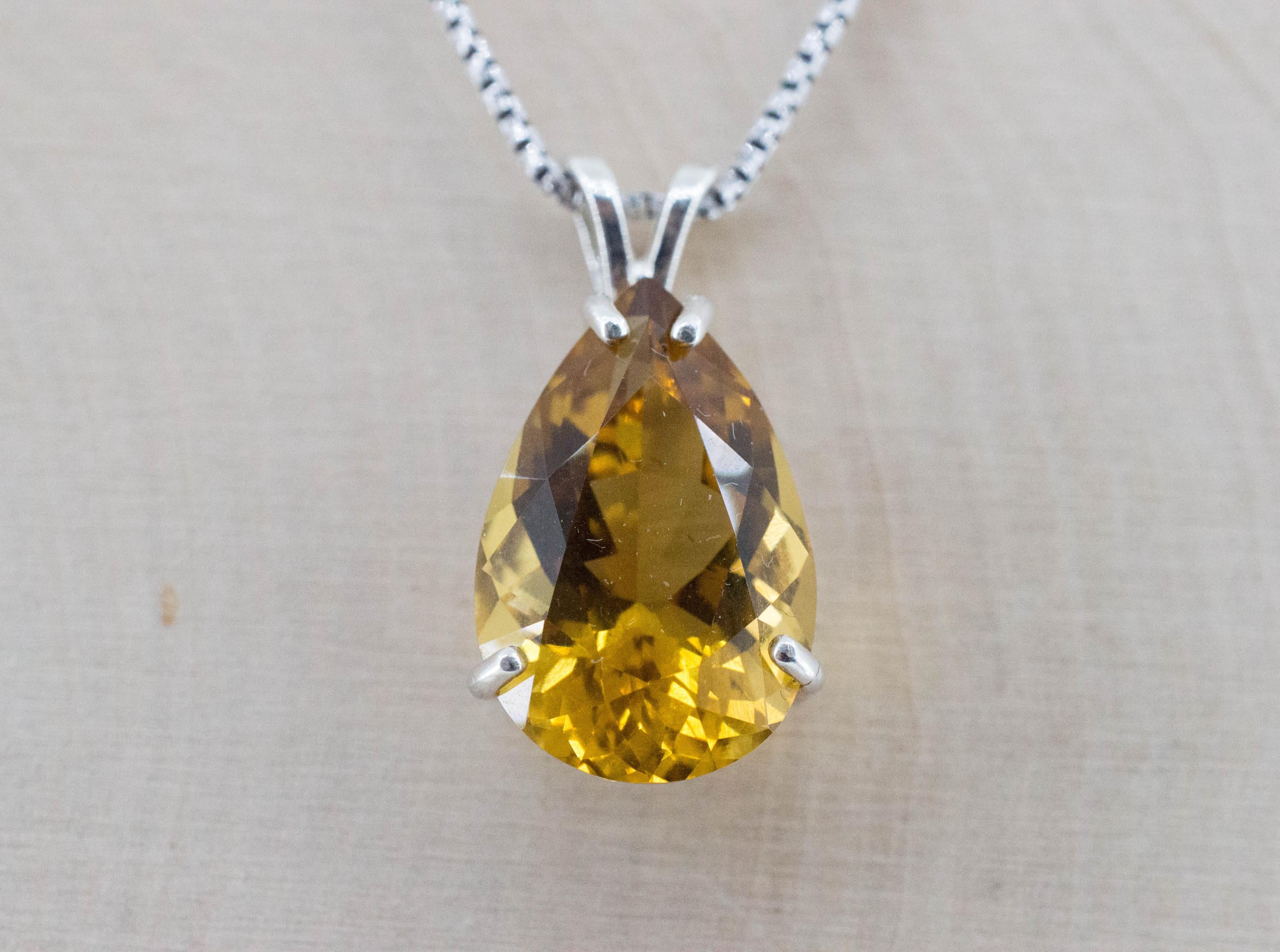 Citrine Pendant; Natural Untreated Congo Citrine; 11.775cts - Mark Oliver Gems