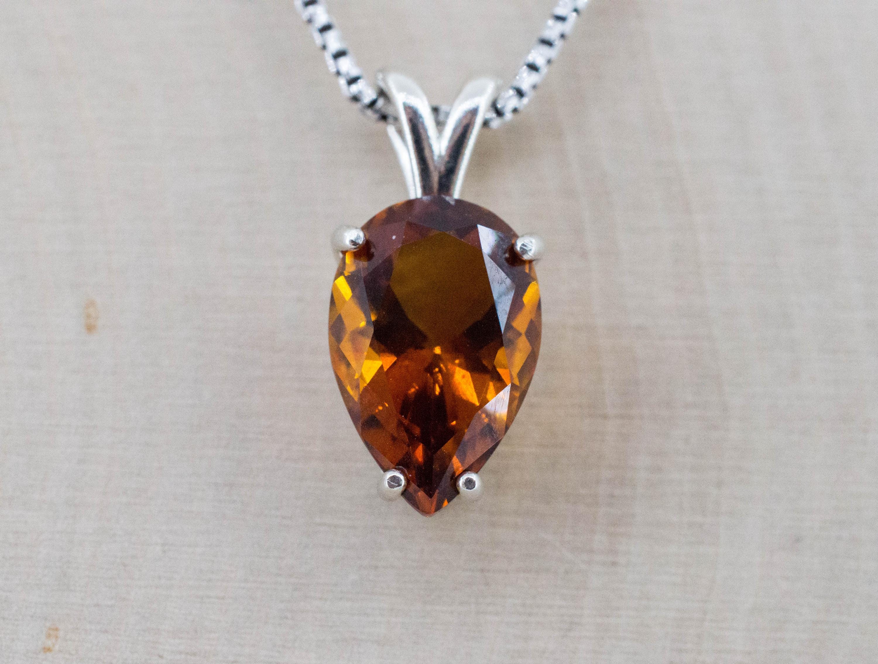 Madeira Citrine Pendant; Natural Untreated Brazil Citrine; 5.005cts - Mark Oliver Gems