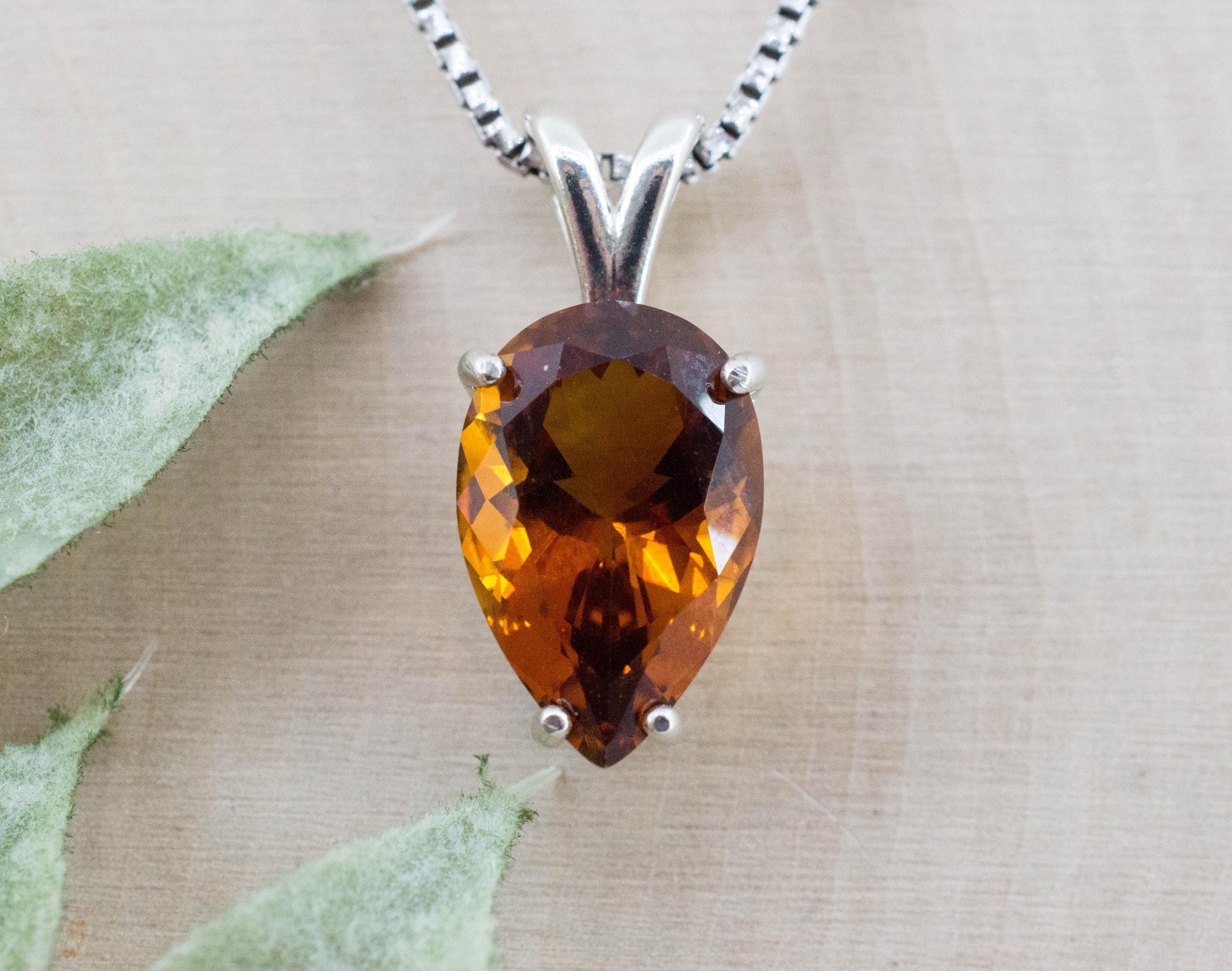 Madeira Citrine Pendant; Natural Untreated Brazil Citrine; 5.005cts - Mark Oliver Gems