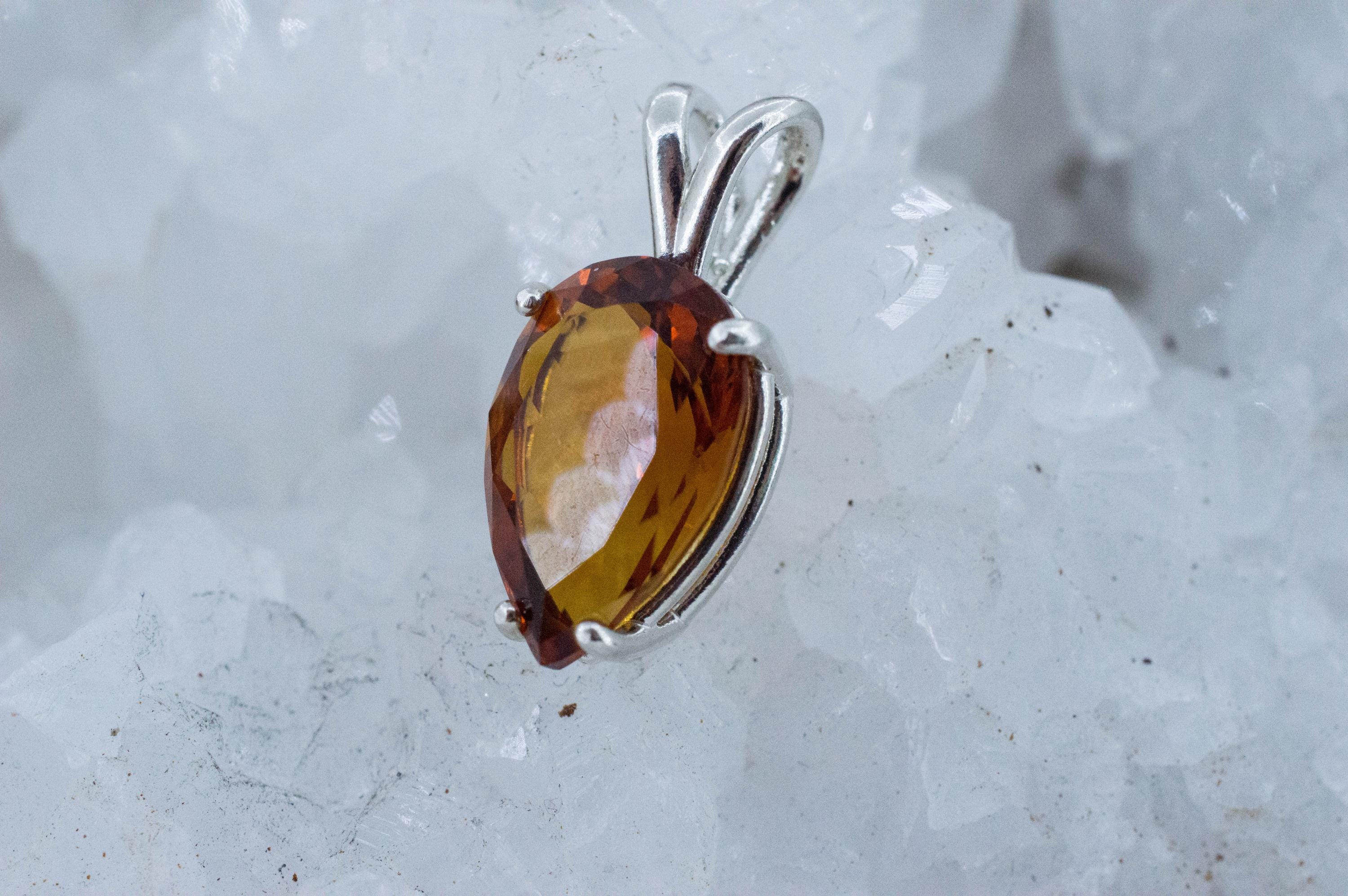 Madeira Citrine Pendant; Natural Untreated Brazil Citrine; 5.005cts - Mark Oliver Gems