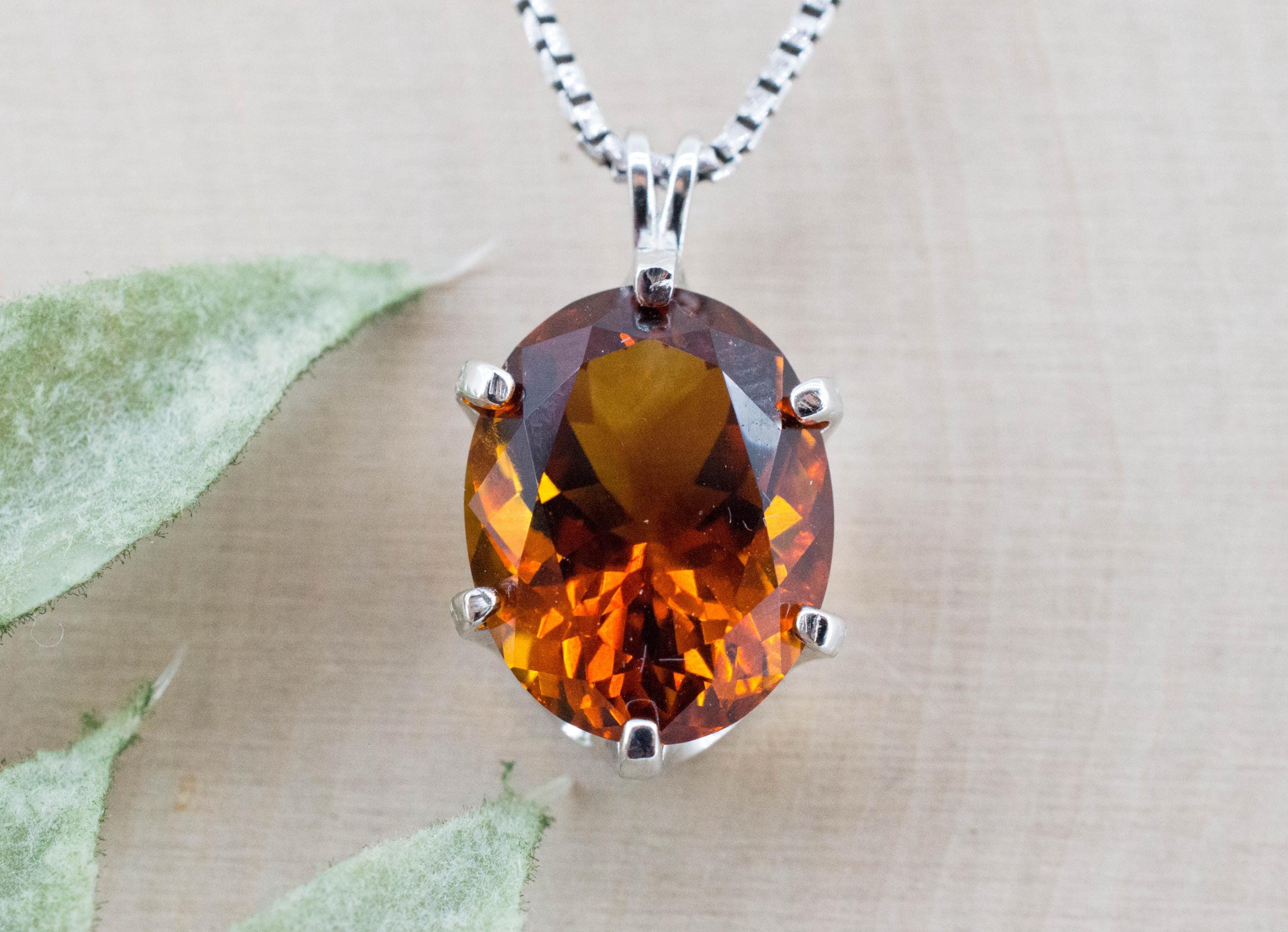 Madeira Citrine Pendant; Natural Untreated Brazil Citrine; 8.440cts - Mark Oliver Gems