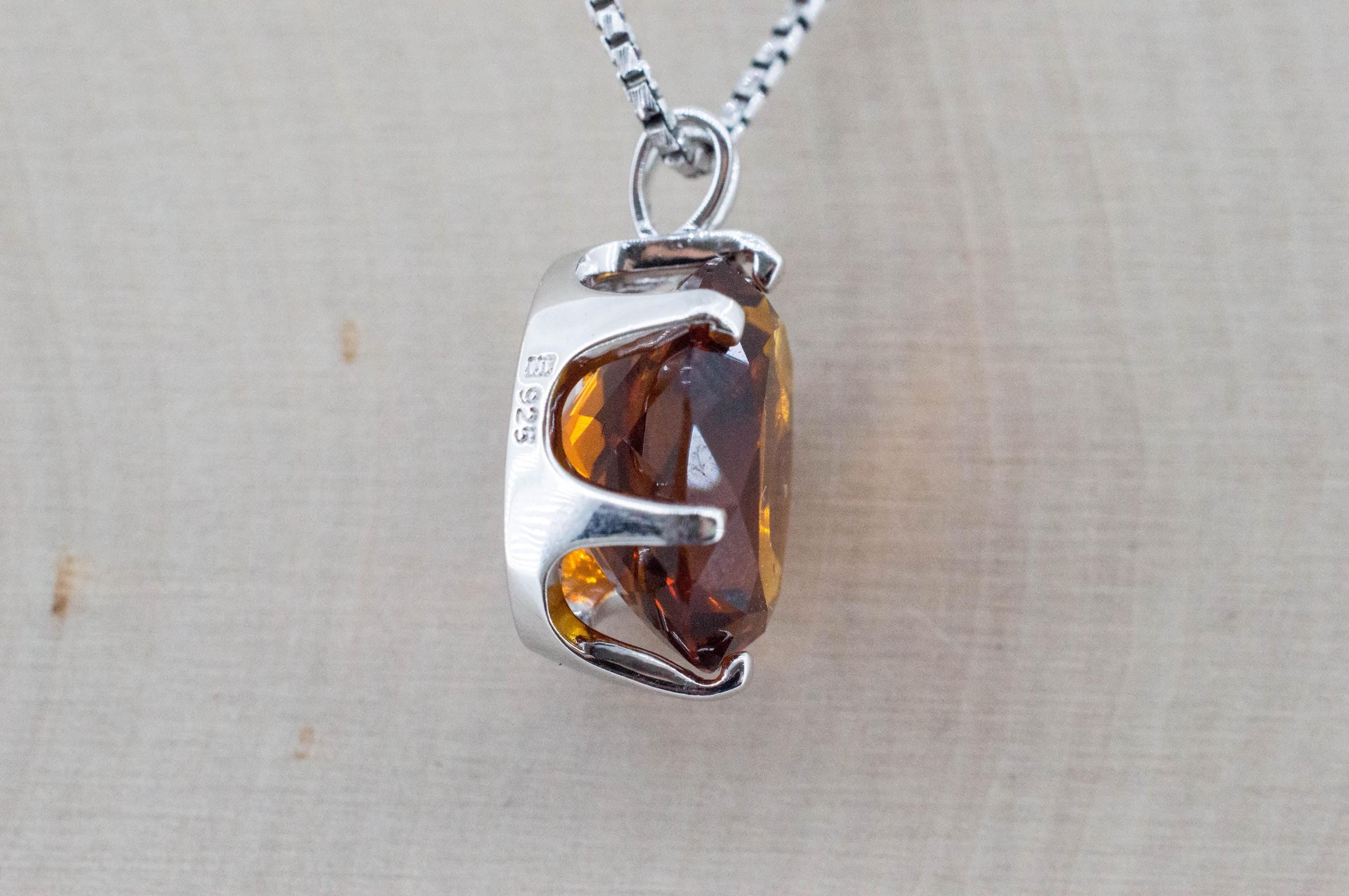 Madeira Citrine Pendant; Natural Untreated Brazil Citrine; 8.440cts - Mark Oliver Gems