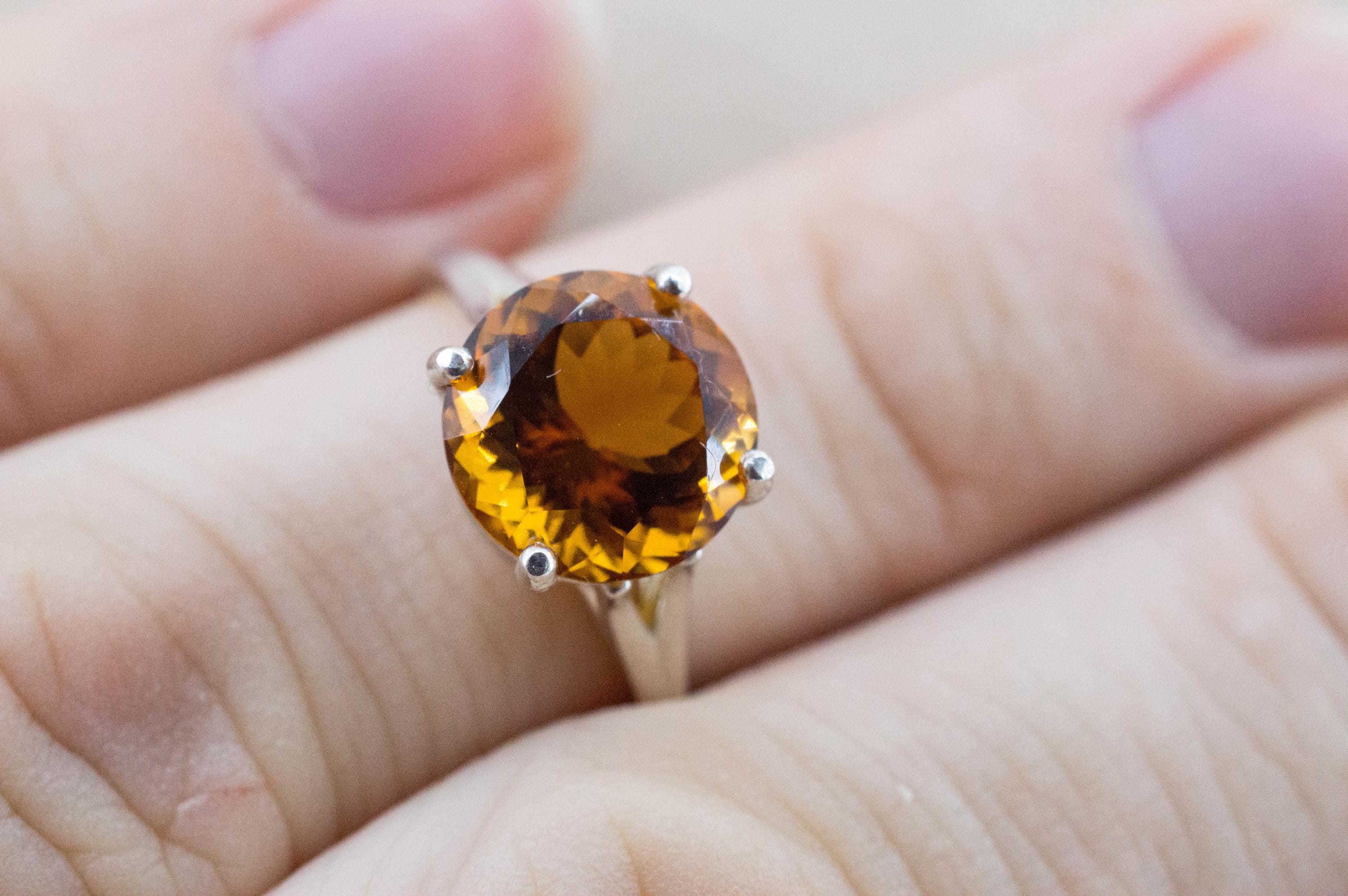 Madeira Citrine Ring; Genuine Untreated Brazil Citrine; 3.495cts - Mark Oliver Gems