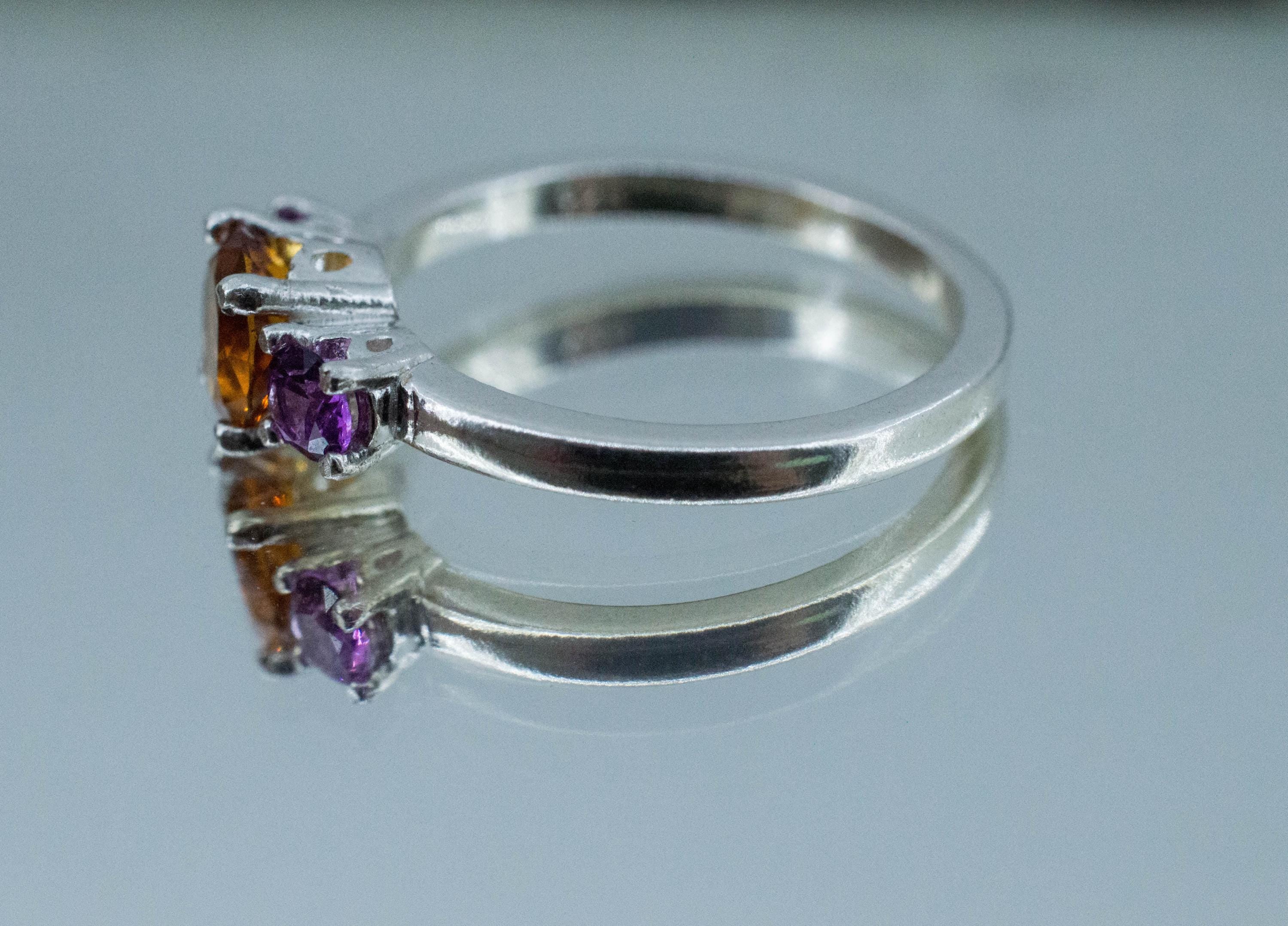 Citrine and Purple Garnet Ring; Genuine Untreated Uruguay Citrine and Mozambique Garnet - Mark Oliver Gems