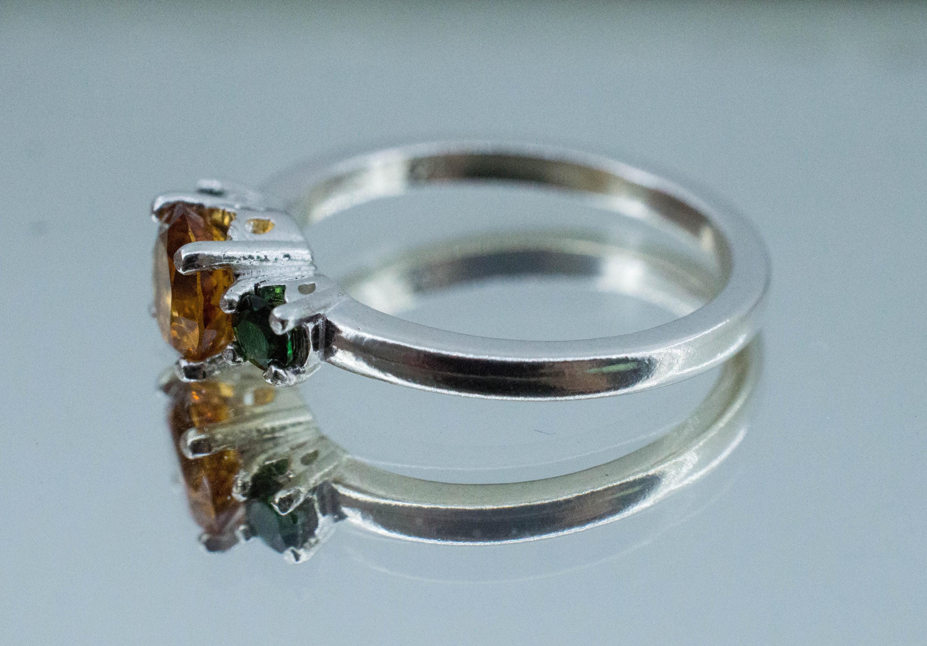 Citrine and Chrome Tourmaline Ring; Genuine Untreated Uruguay Citrine and Tanzania Tourmaline - Mark Oliver Gems