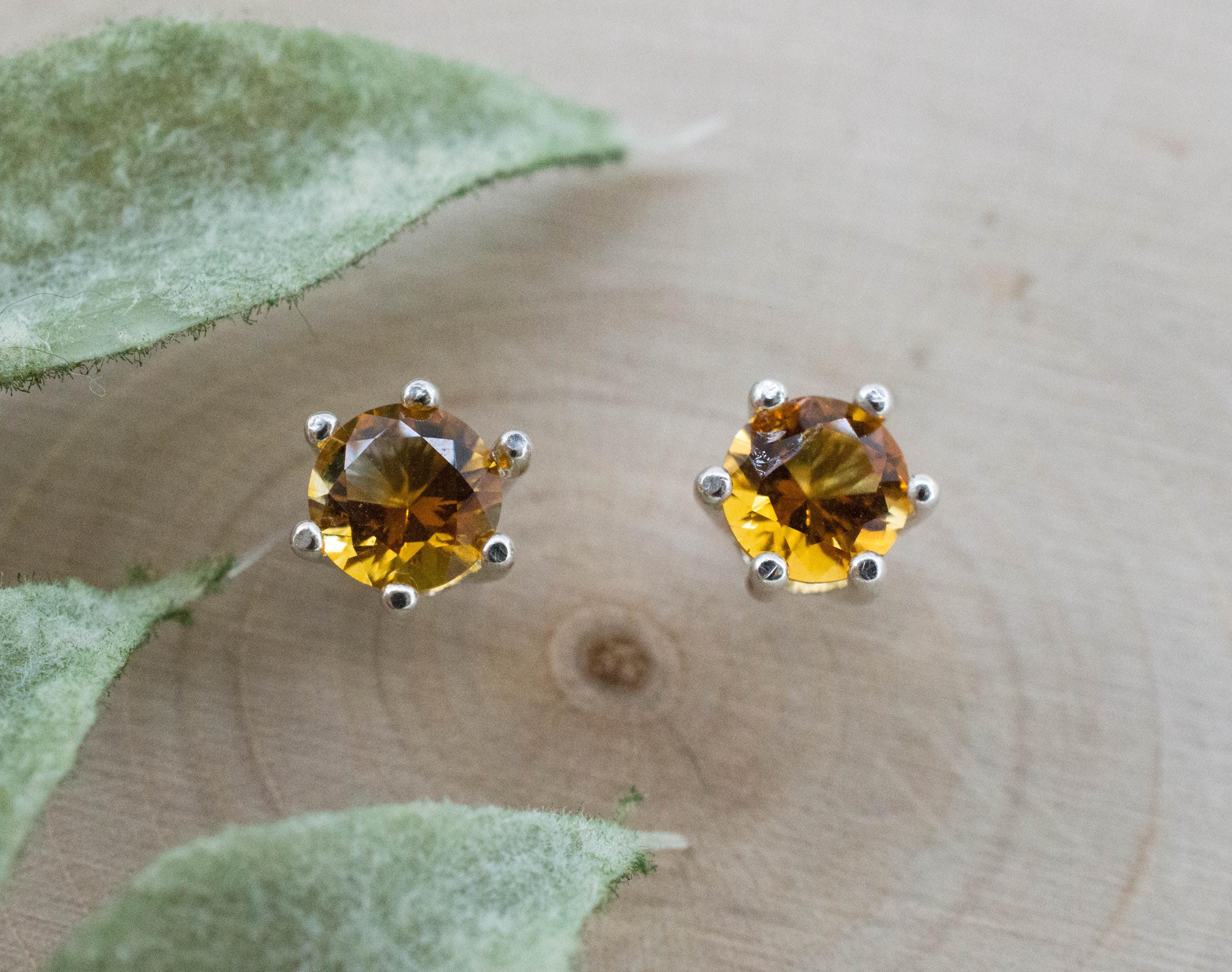 Citrine Earrings; Natural Untreated Uruguay Citrine; 0.795cts - Mark Oliver Gems