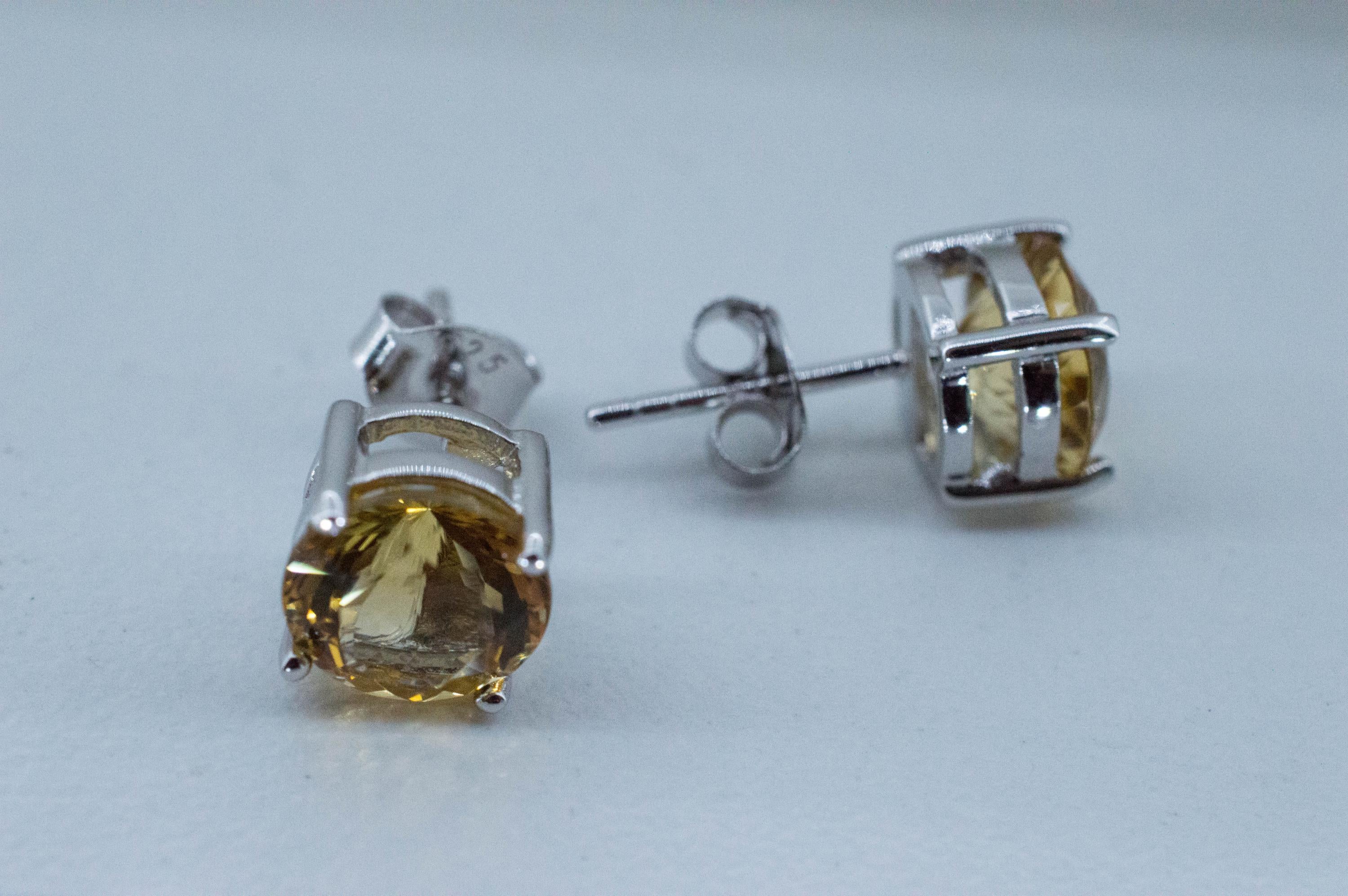 Citrine Earrings; Natural Untreated Congo Citrine; 3.540cts - Mark Oliver Gems