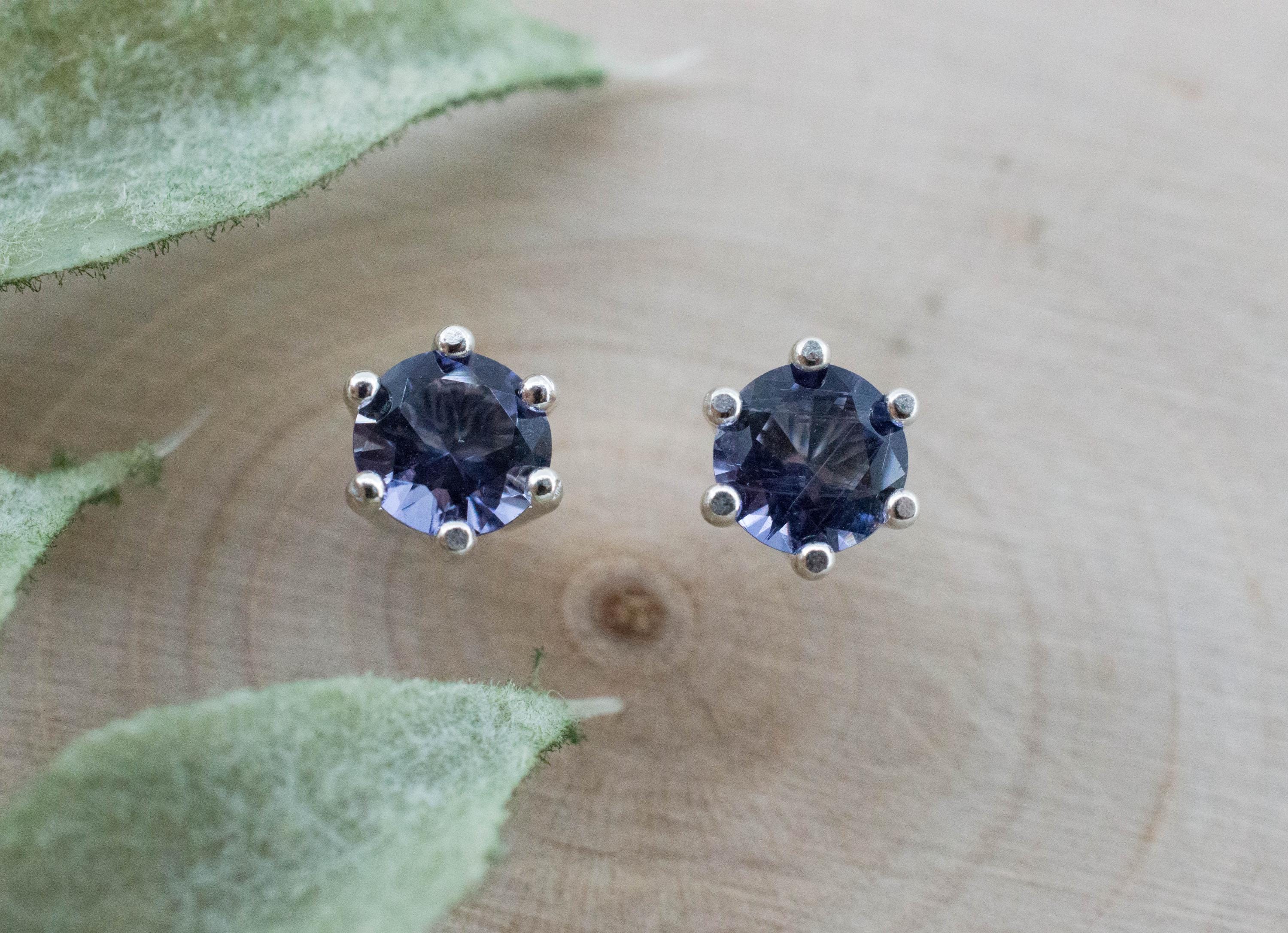 Iolite Earrings; Natural Untreated Tanzania Iolite; 0.695cts - Mark Oliver Gems