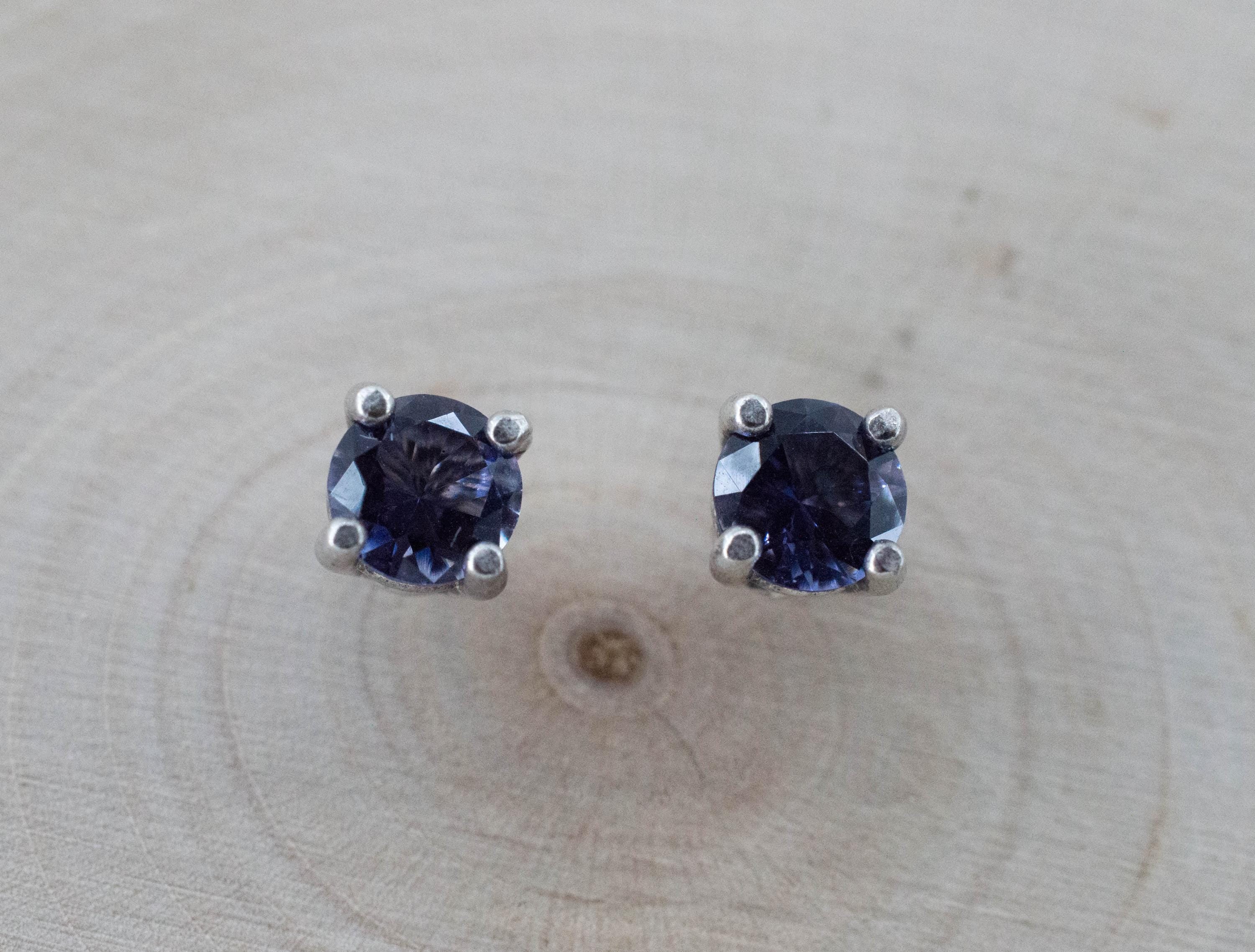 Iolite Earrings; Natural Untreated Tanzania Iolite; 0.700cts - Mark Oliver Gems