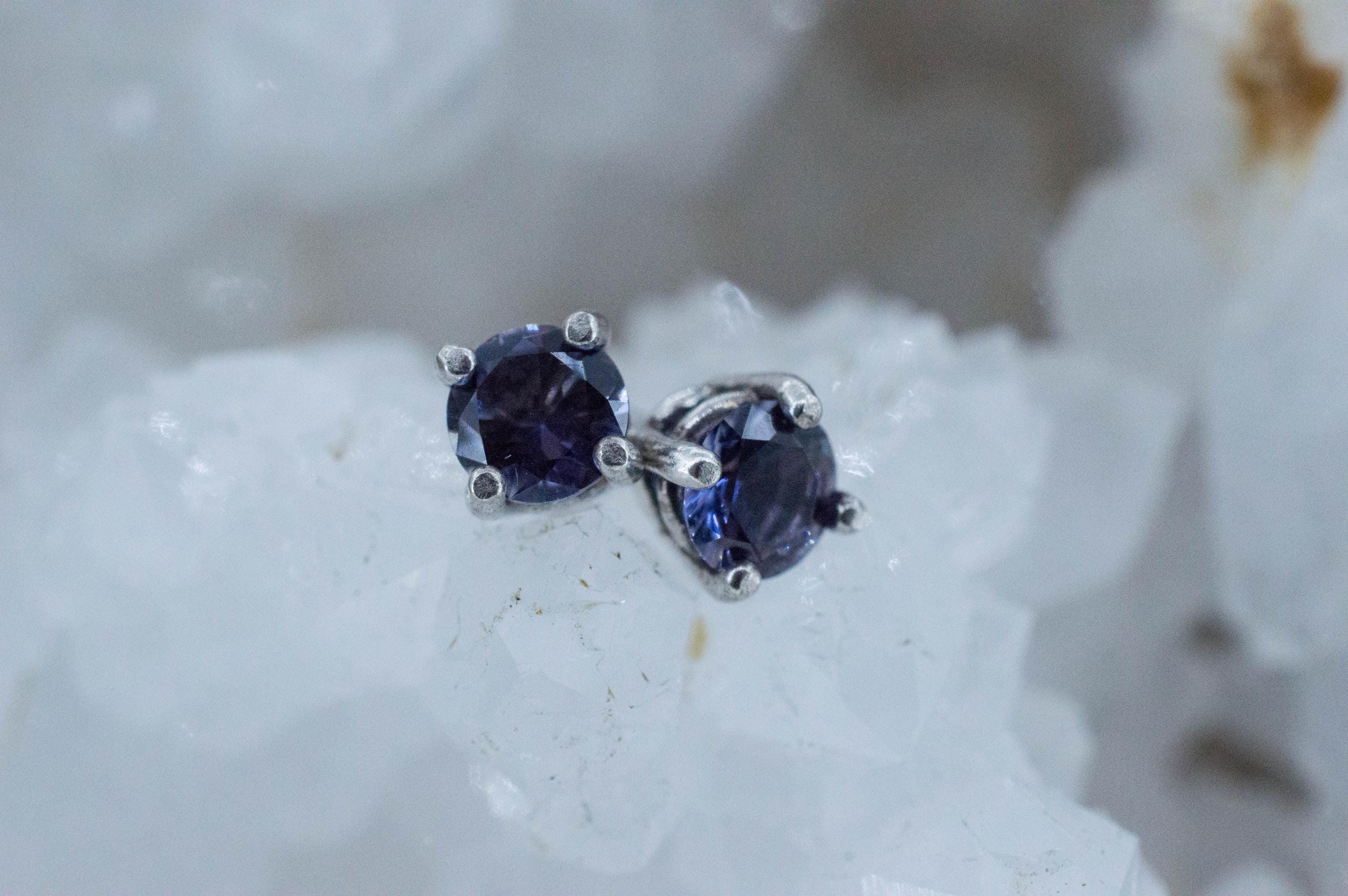 Iolite Earrings; Natural Untreated Tanzania Iolite; 0.700cts - Mark Oliver Gems