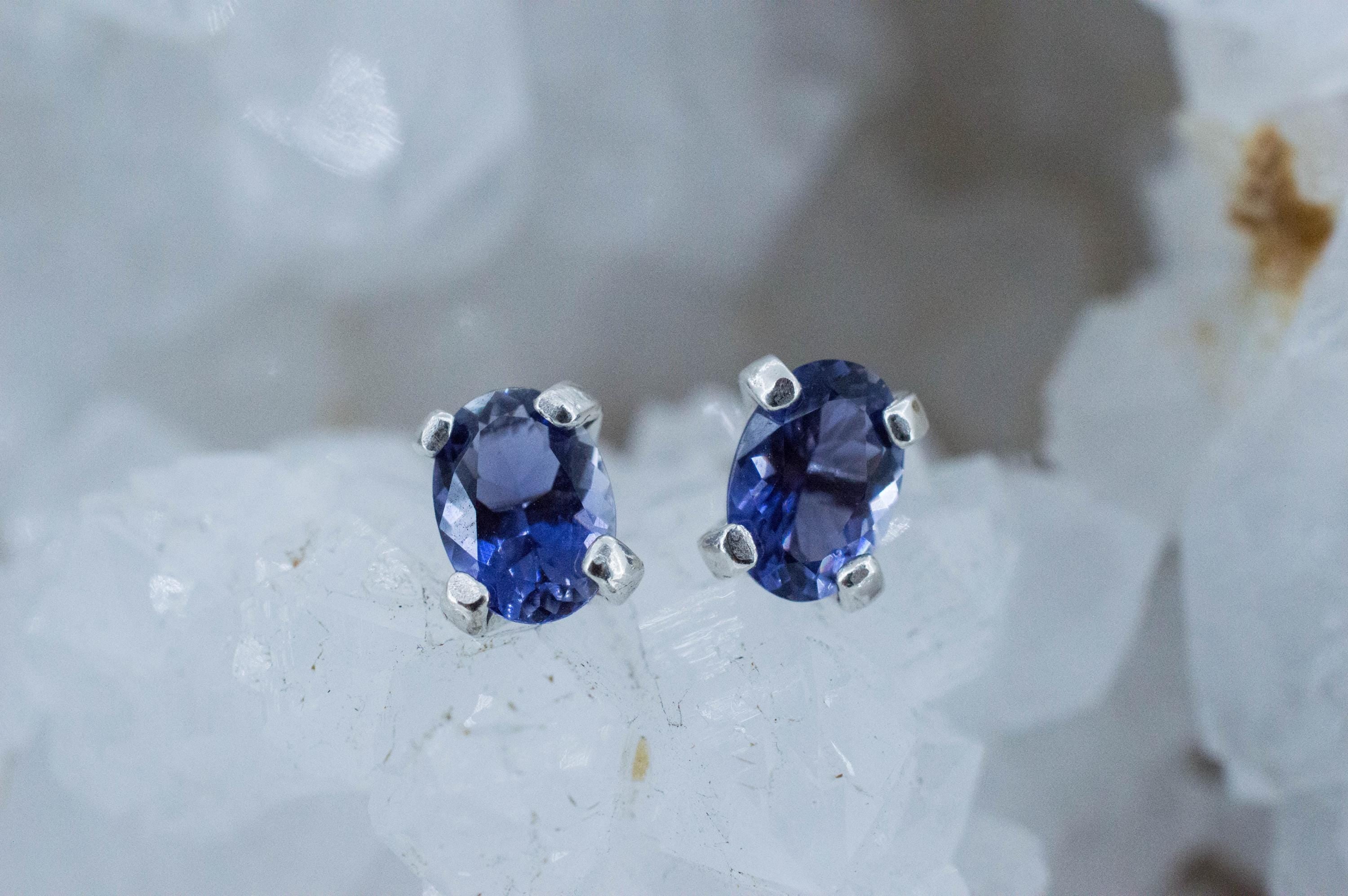 Iolite Earrings; Natural Untreated Tanzania Iolite; 1.235cts - Mark Oliver Gems