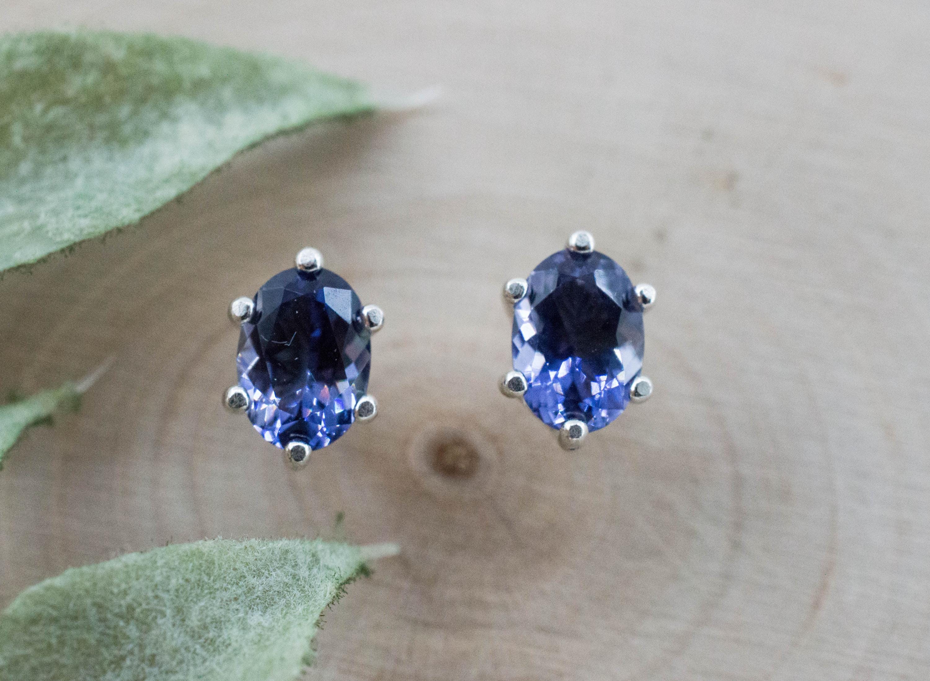 Iolite Earrings; Natural Untreated Tanzania Iolite; 1.300cts - Mark Oliver Gems