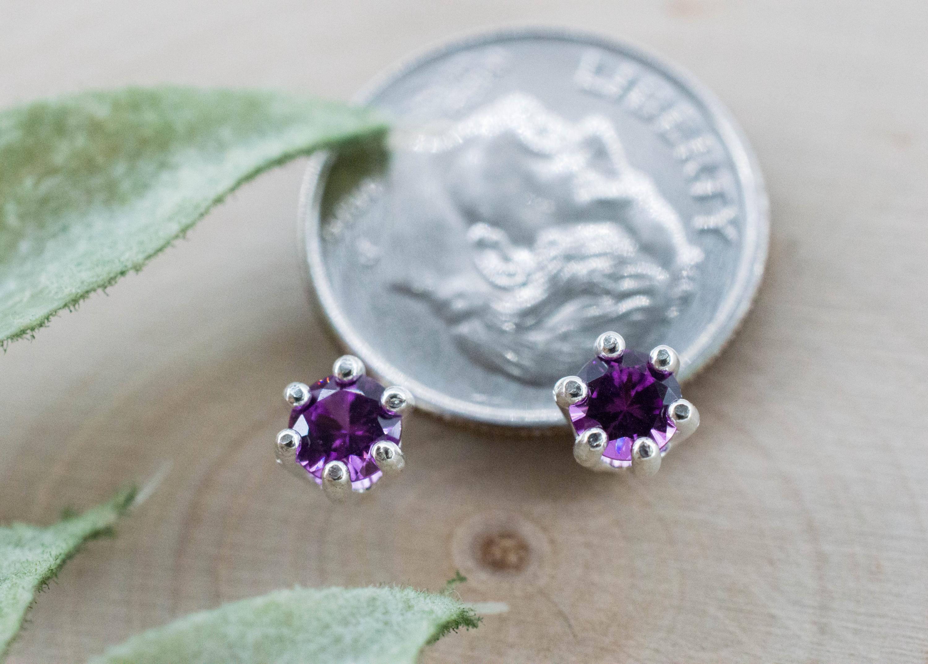 Purple Garnet Earrings, Natural Untreated Rare Mozambique Garnet; 0.535cts - Mark Oliver Gems