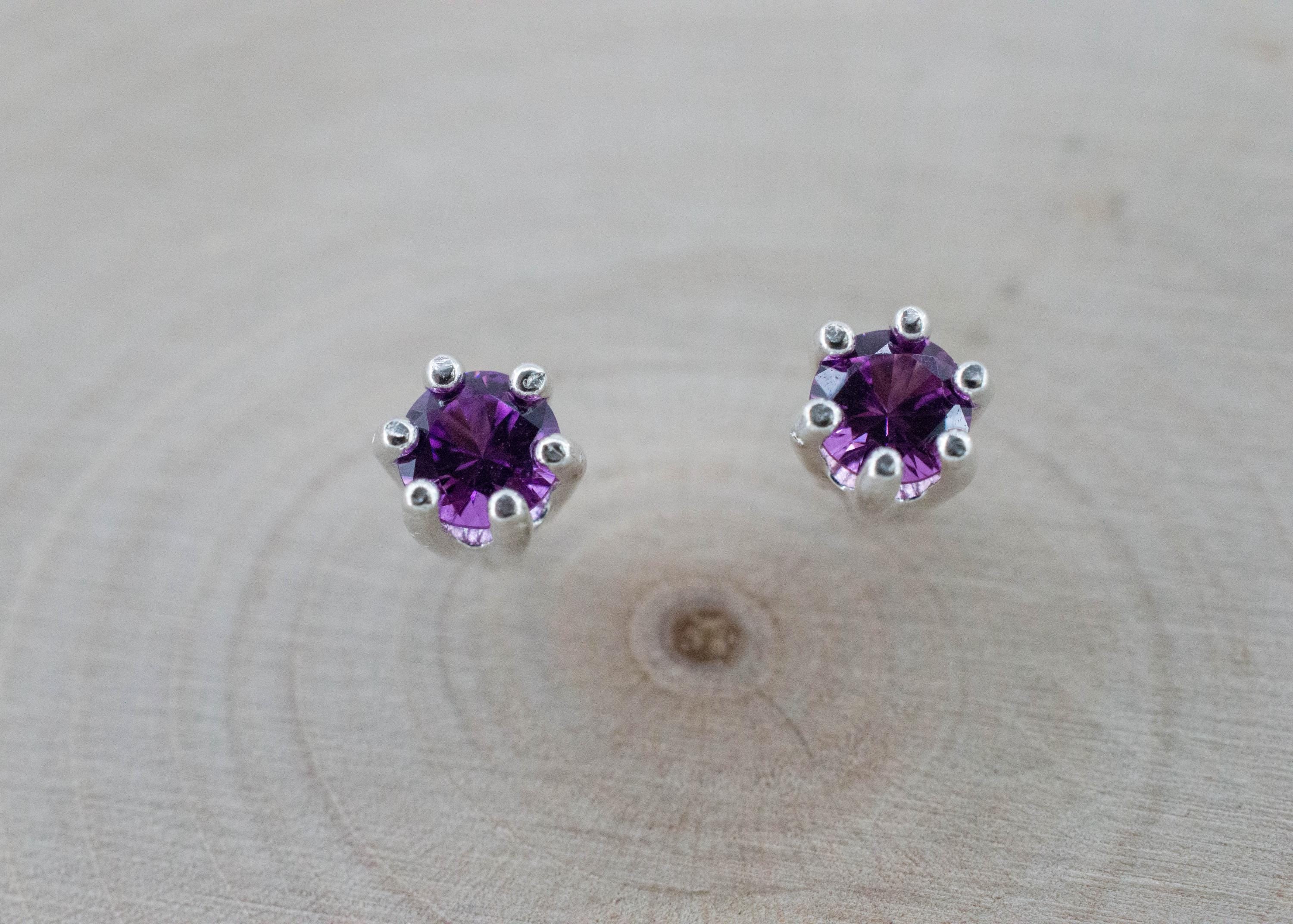 Purple Garnet Earrings, Natural Untreated Rare Mozambique Garnet; 0.535cts - Mark Oliver Gems