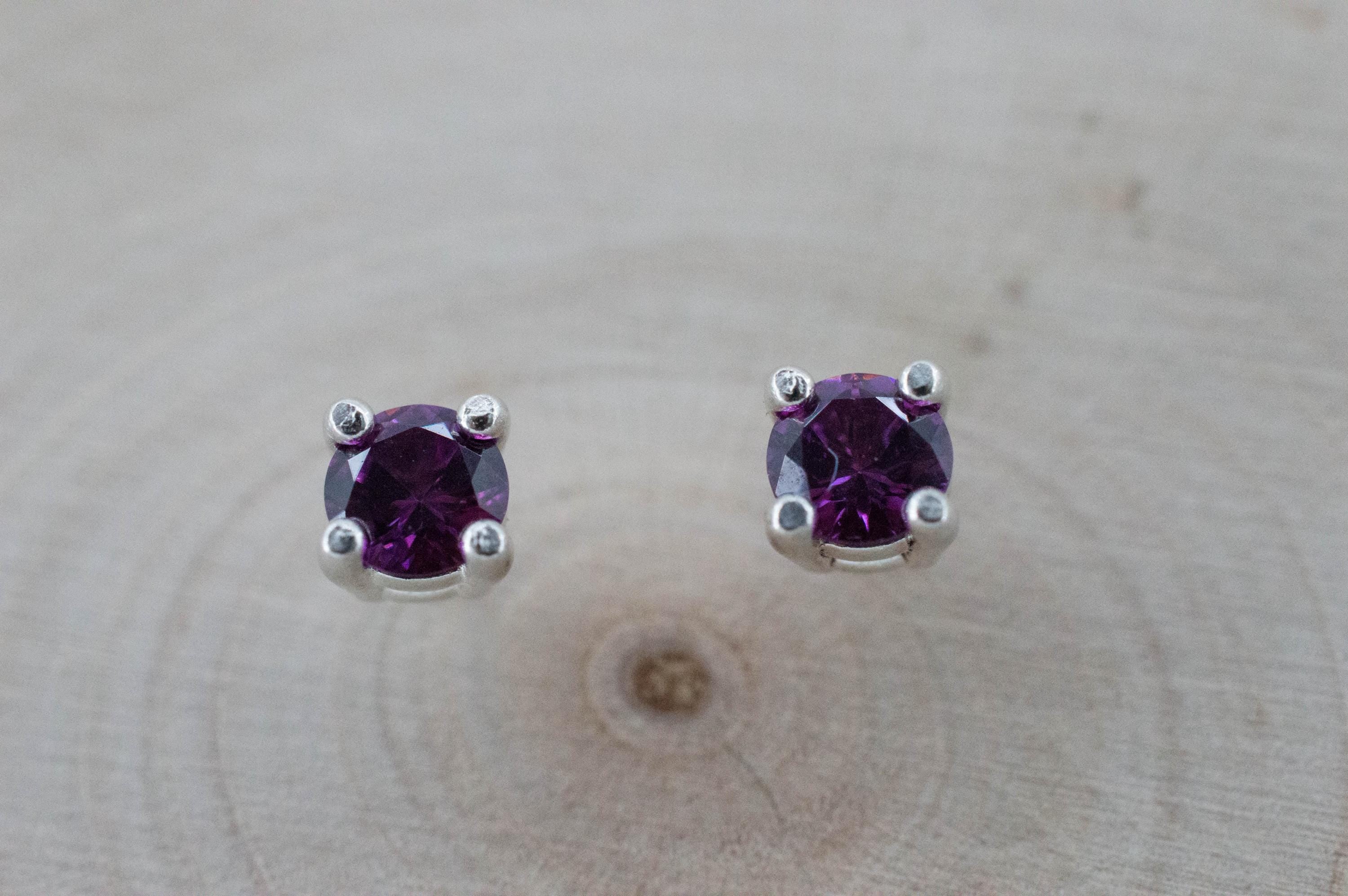 Purple Garnet Earrings, Natural Untreated Rare Mozambique Garnet; 0.540cts - Mark Oliver Gems