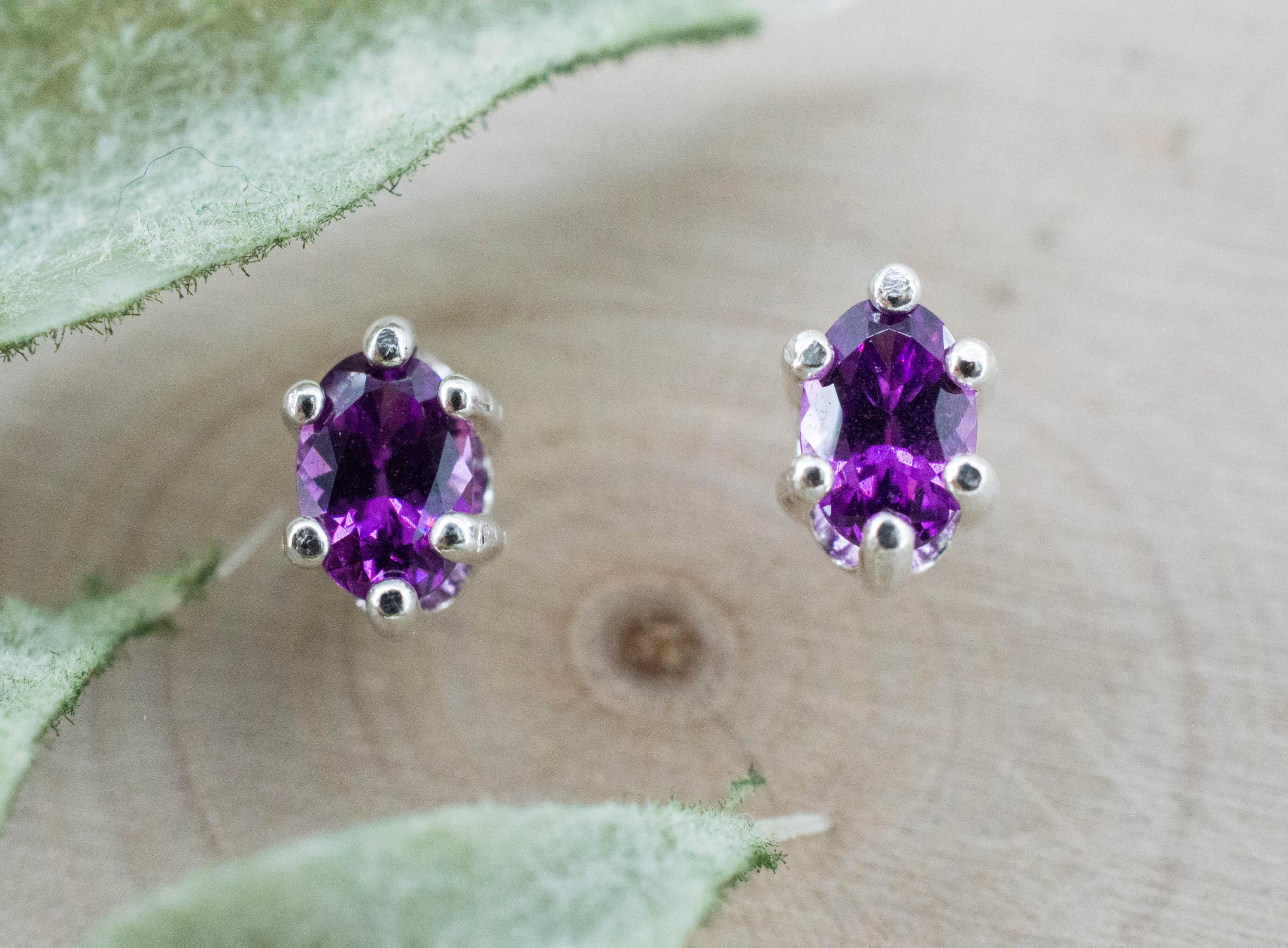 Purple Garnet Earrings, Natural Untreated Rare Mozambique Garnet; 0.740cts - Mark Oliver Gems