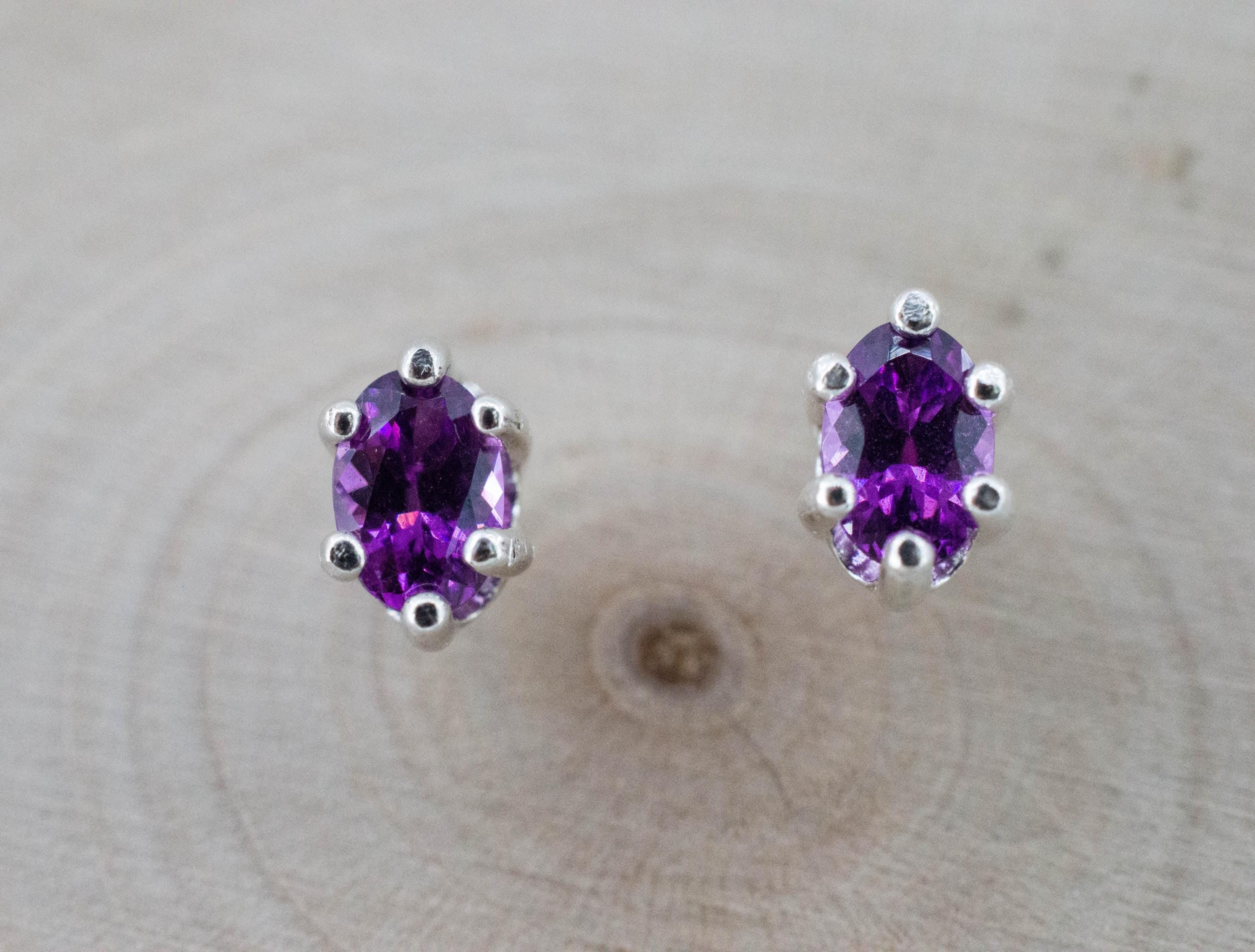 Purple Garnet Earrings, Natural Untreated Rare Mozambique Garnet; 0.740cts - Mark Oliver Gems