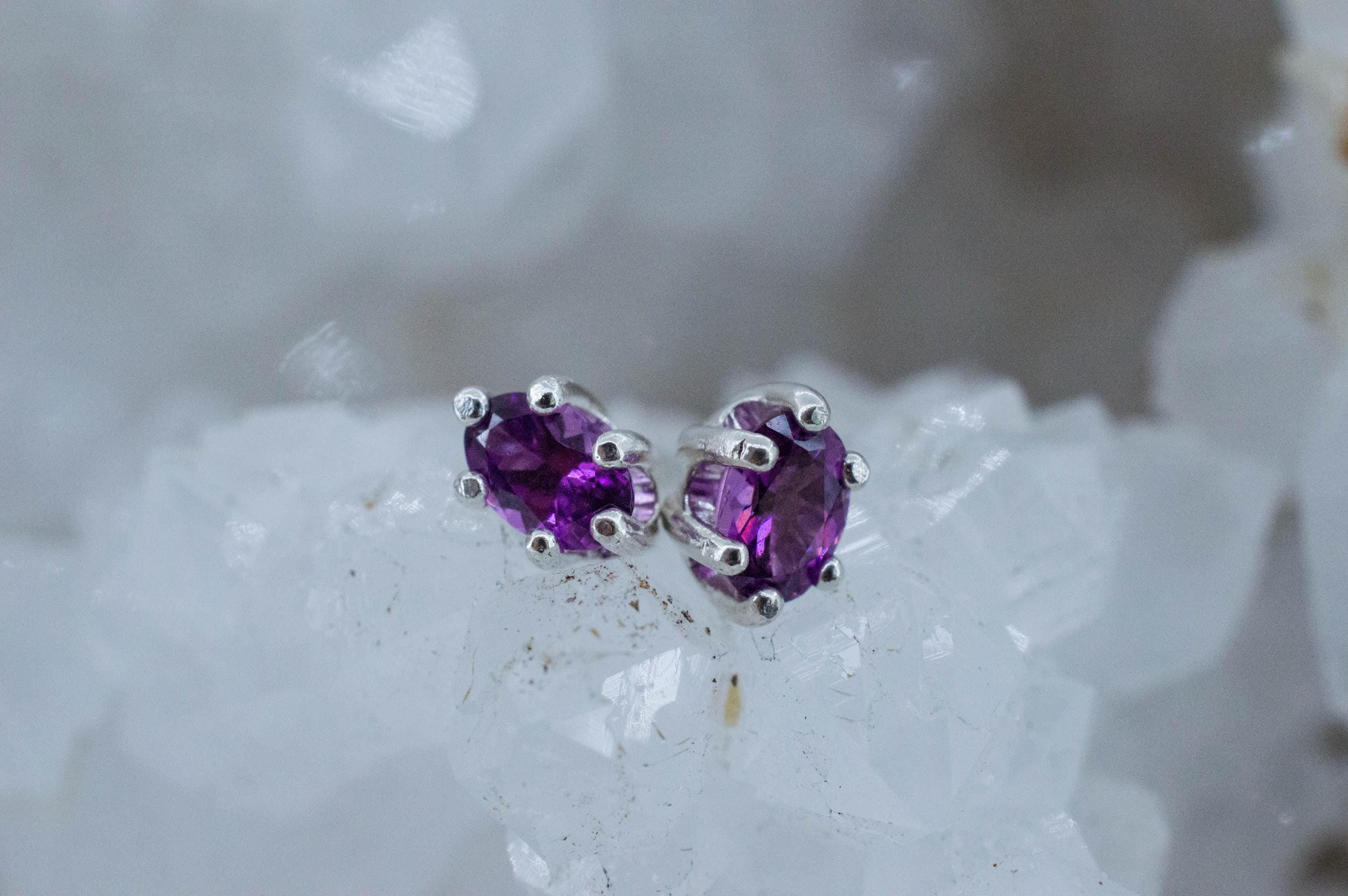 Purple Garnet Earrings, Natural Untreated Rare Mozambique Garnet; 0.740cts - Mark Oliver Gems