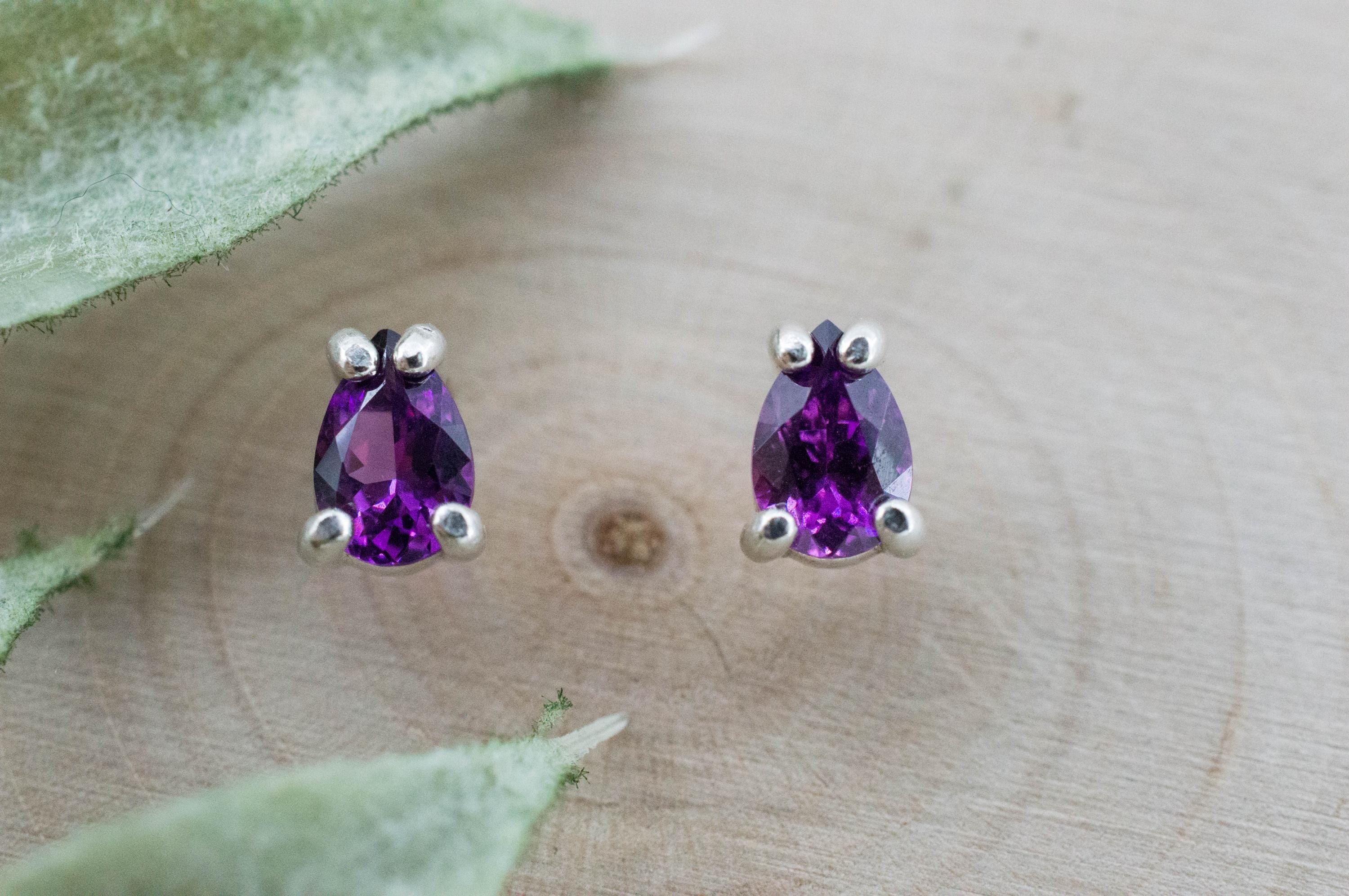 Purple Garnet Earrings, Natural Untreated Rare Mozambique Garnet; 0.785cts - Mark Oliver Gems