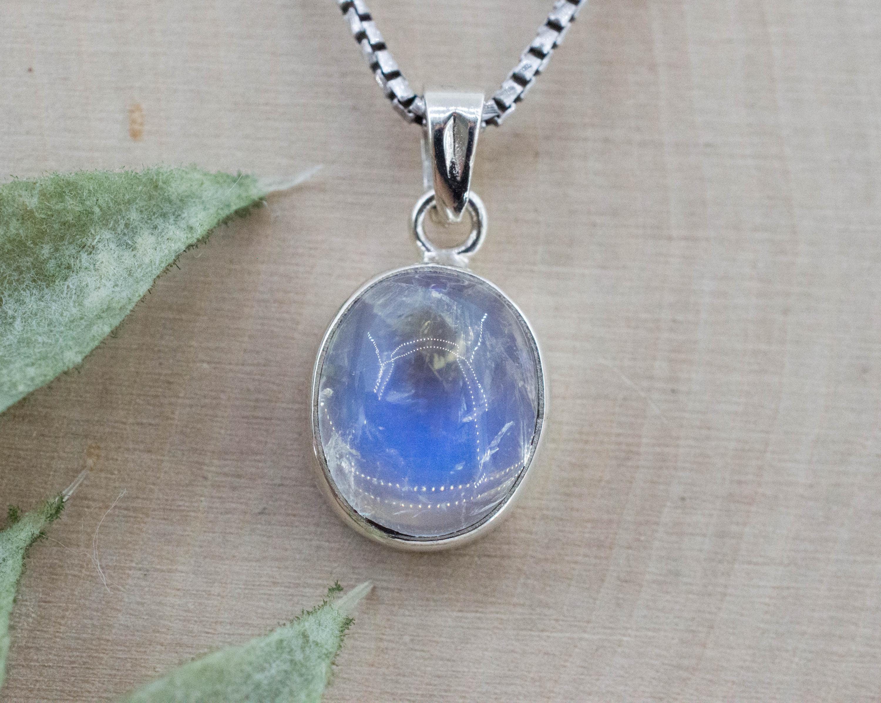 Rainbow Moonstone Pendant, Natural Untreated India Moonstone; 7.695cts - Mark Oliver Gems