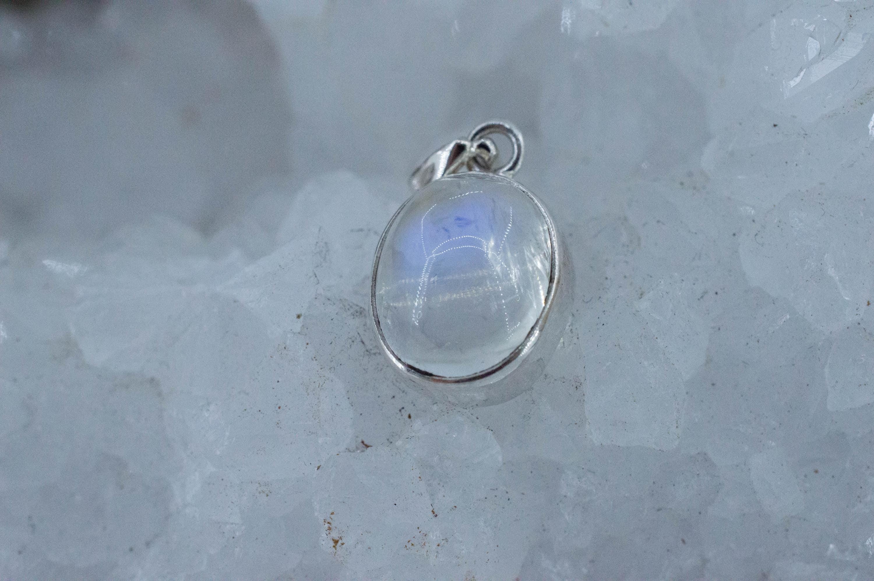 Rainbow Moonstone Pendant, Natural Untreated India Moonstone; 7.695cts - Mark Oliver Gems