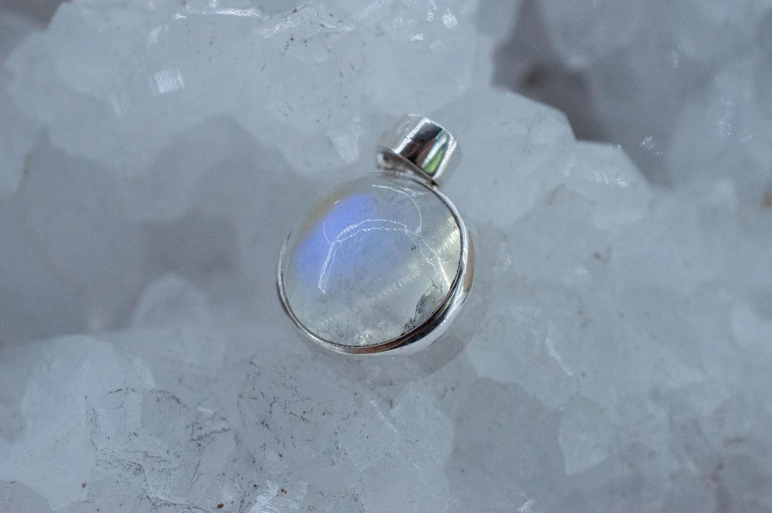 Rainbow Moonstone Pendant, Natural Untreated India Moonstone; 8.215cts - Mark Oliver Gems