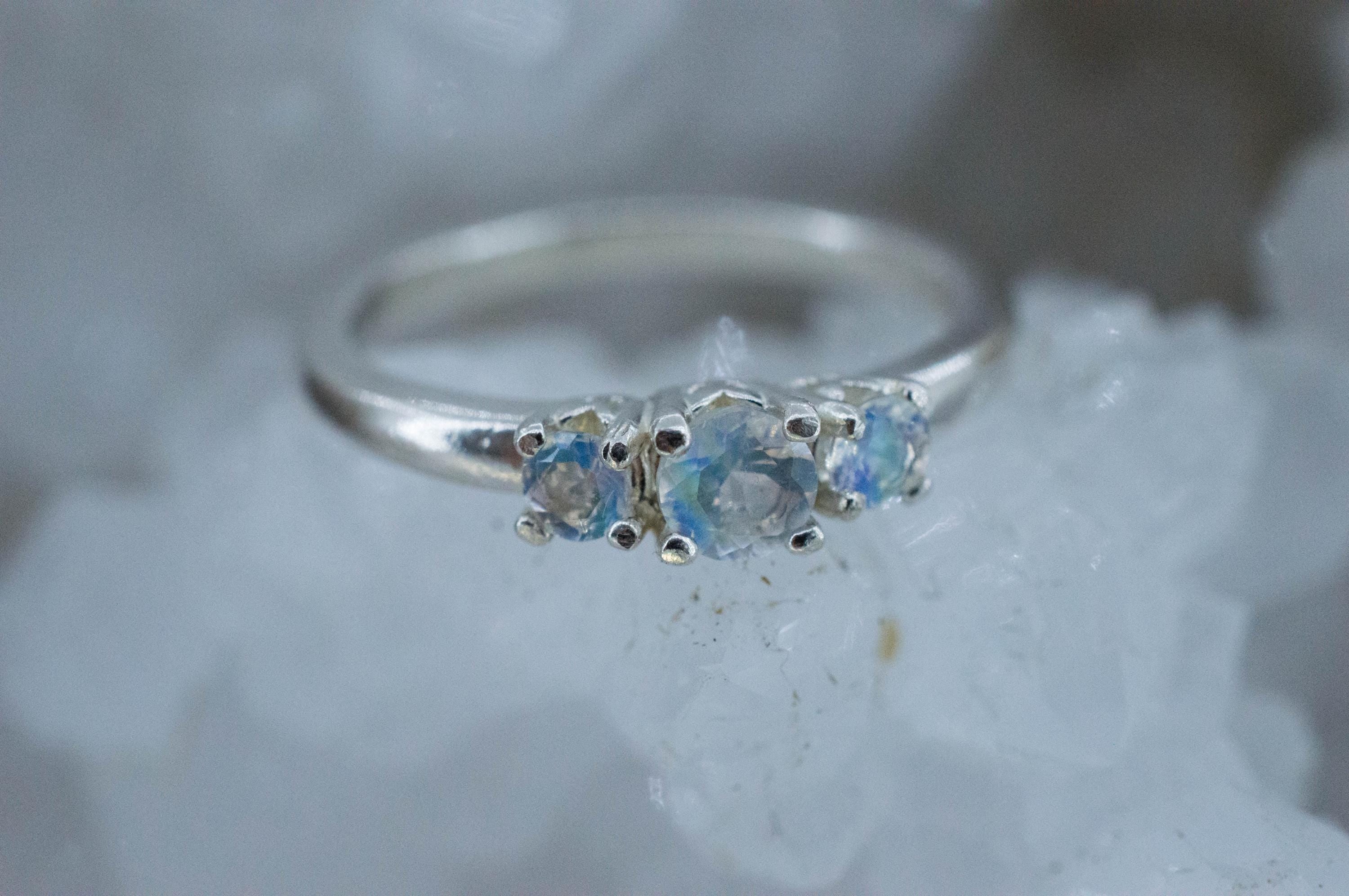 Rainbow Moonstone Ring, Natural Untreated India Moonstone; 0.425cts - Mark Oliver Gems