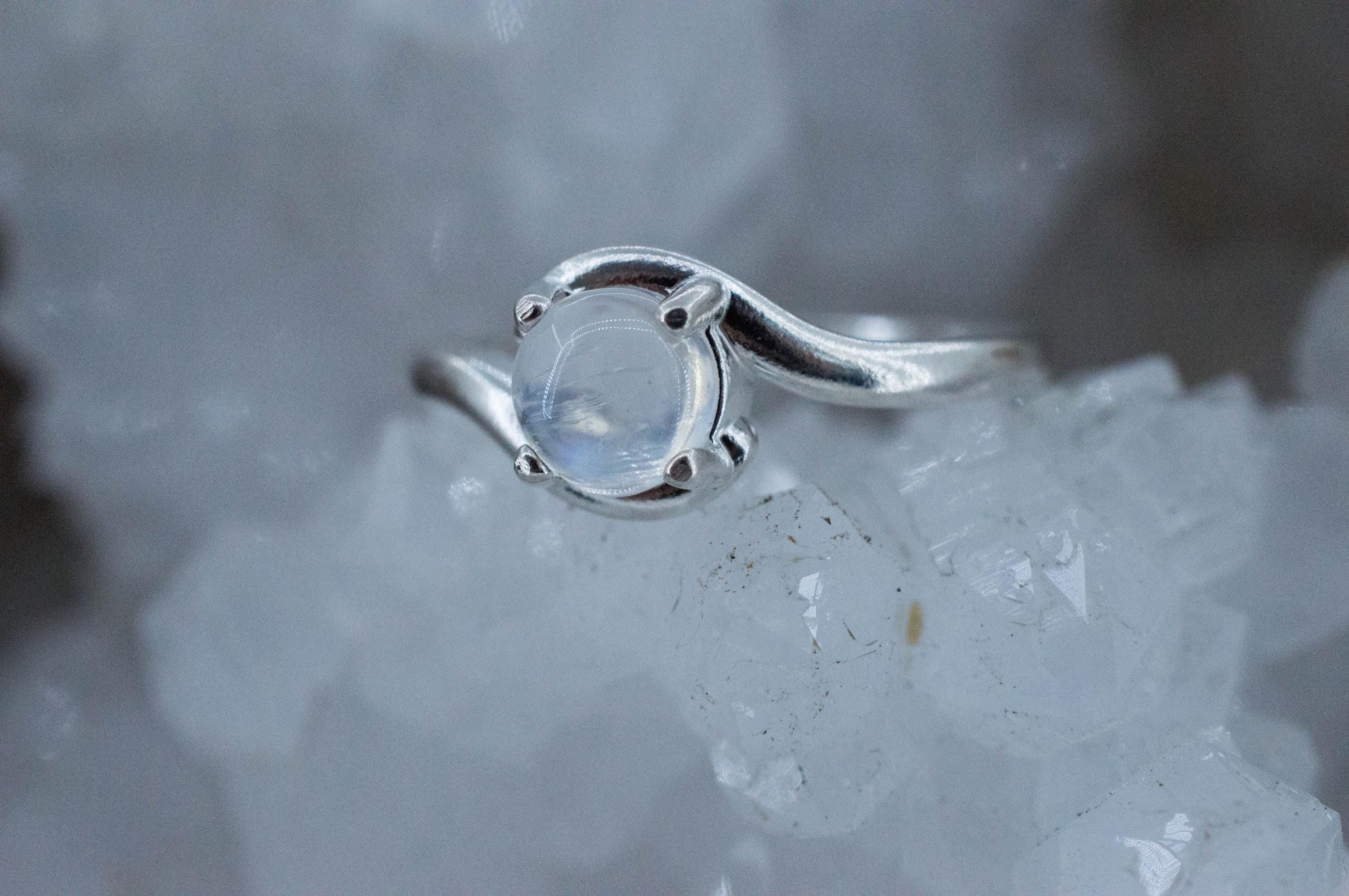 Rainbow Moonstone Ring, Natural Untreated India Moonstone; 0.870cts - Mark Oliver Gems