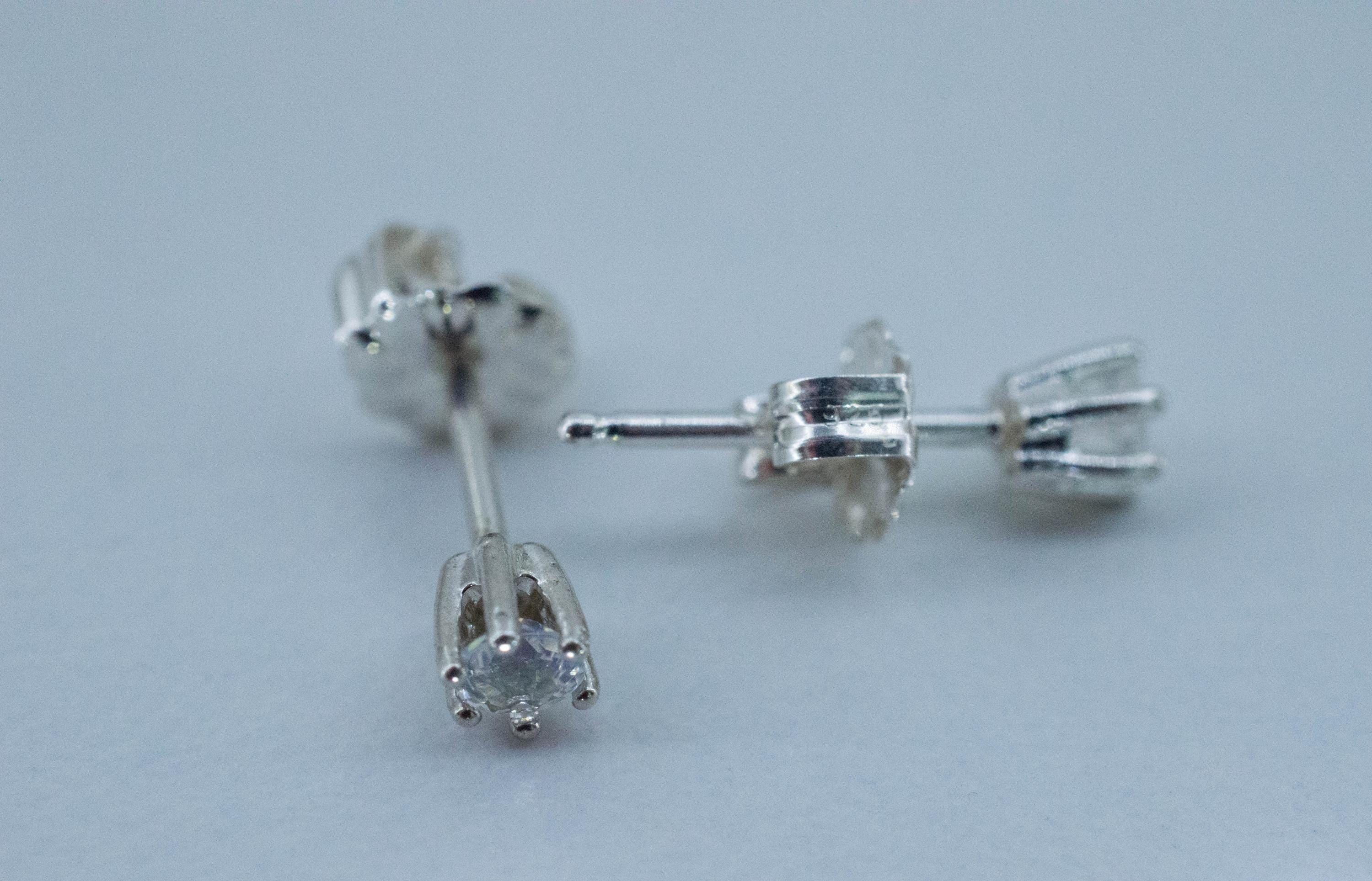 Rainbow Moonstone Earrings, Natural Untreated India Moonstone; 0.190cts - Mark Oliver Gems