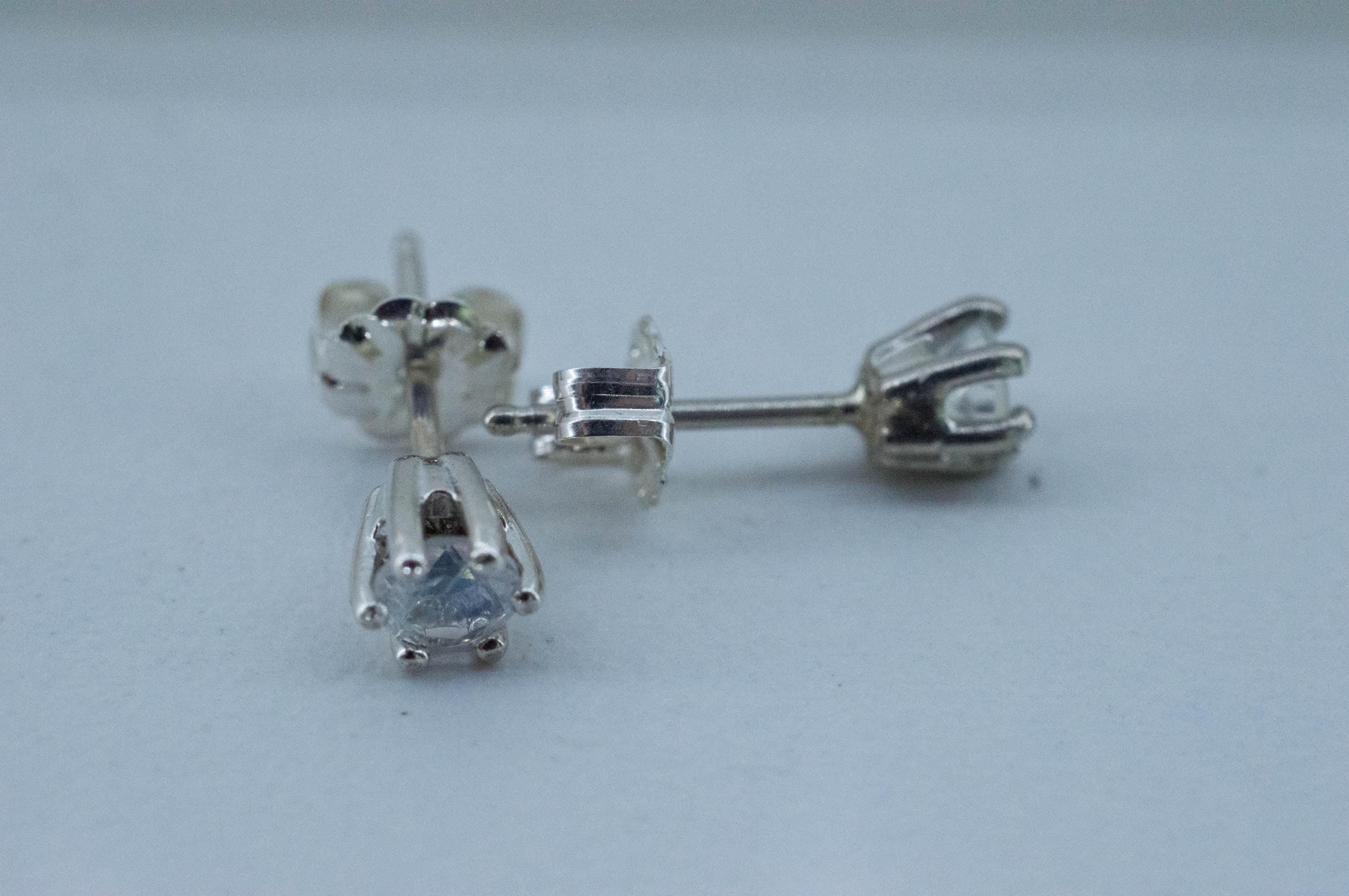 Rainbow Moonstone Earrings, Natural Untreated India Moonstone; 0.410cts - Mark Oliver Gems