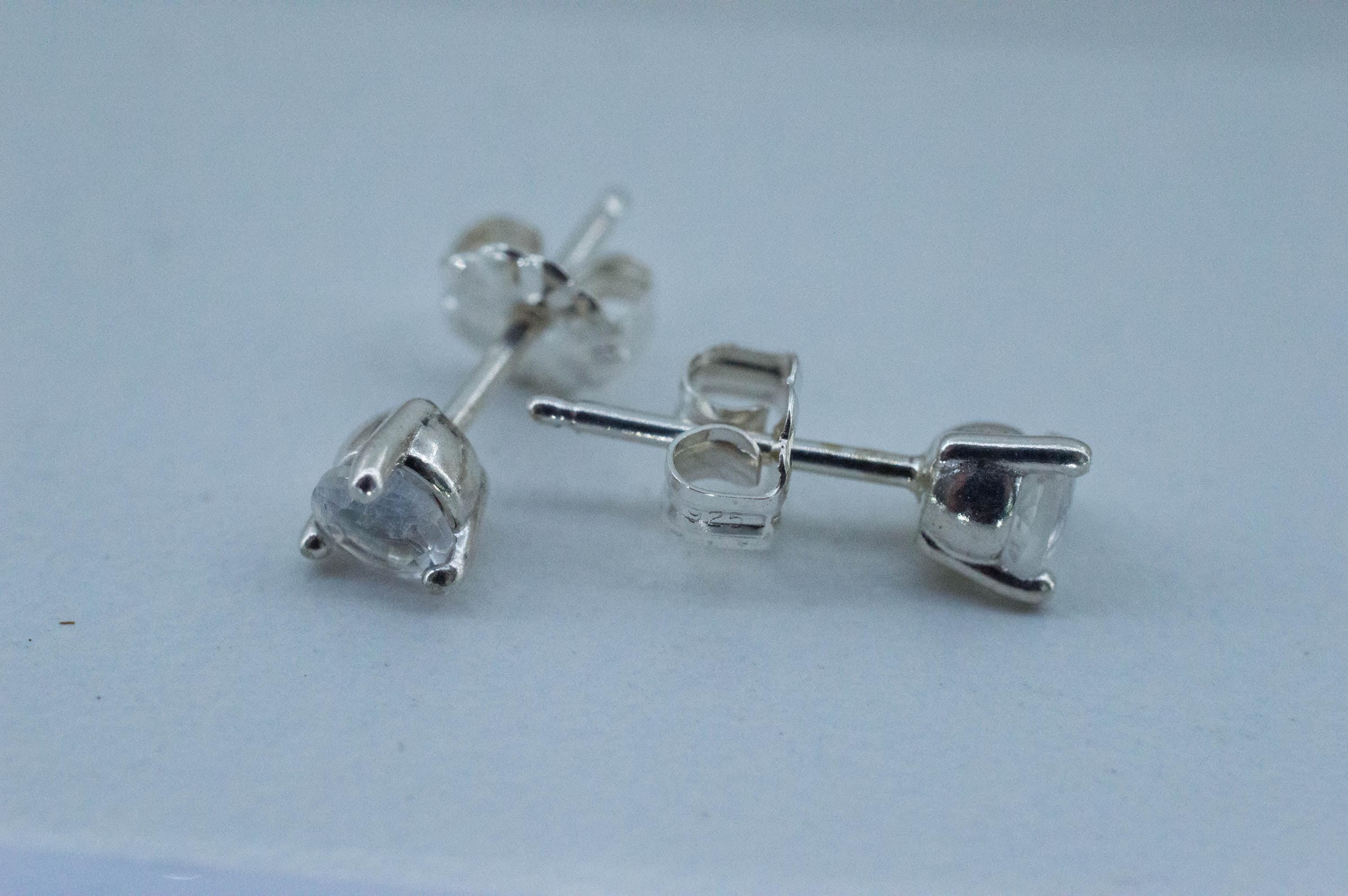 Rainbow Moonstone Earrings, Natural Untreated India Moonstone; 0.450cts - Mark Oliver Gems