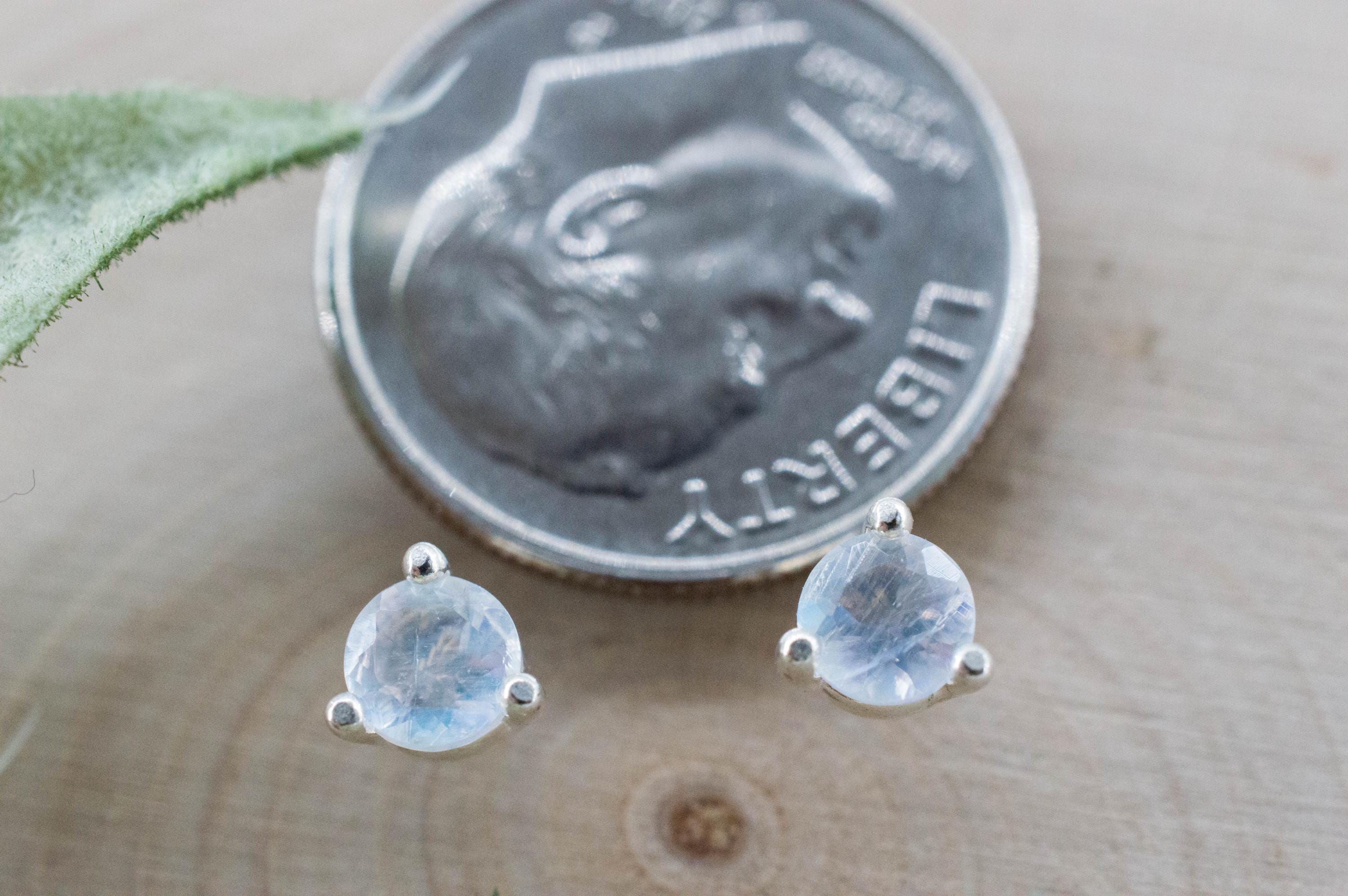 Rainbow Moonstone Earrings, Natural Untreated India Moonstone; 0.455cts - Mark Oliver Gems