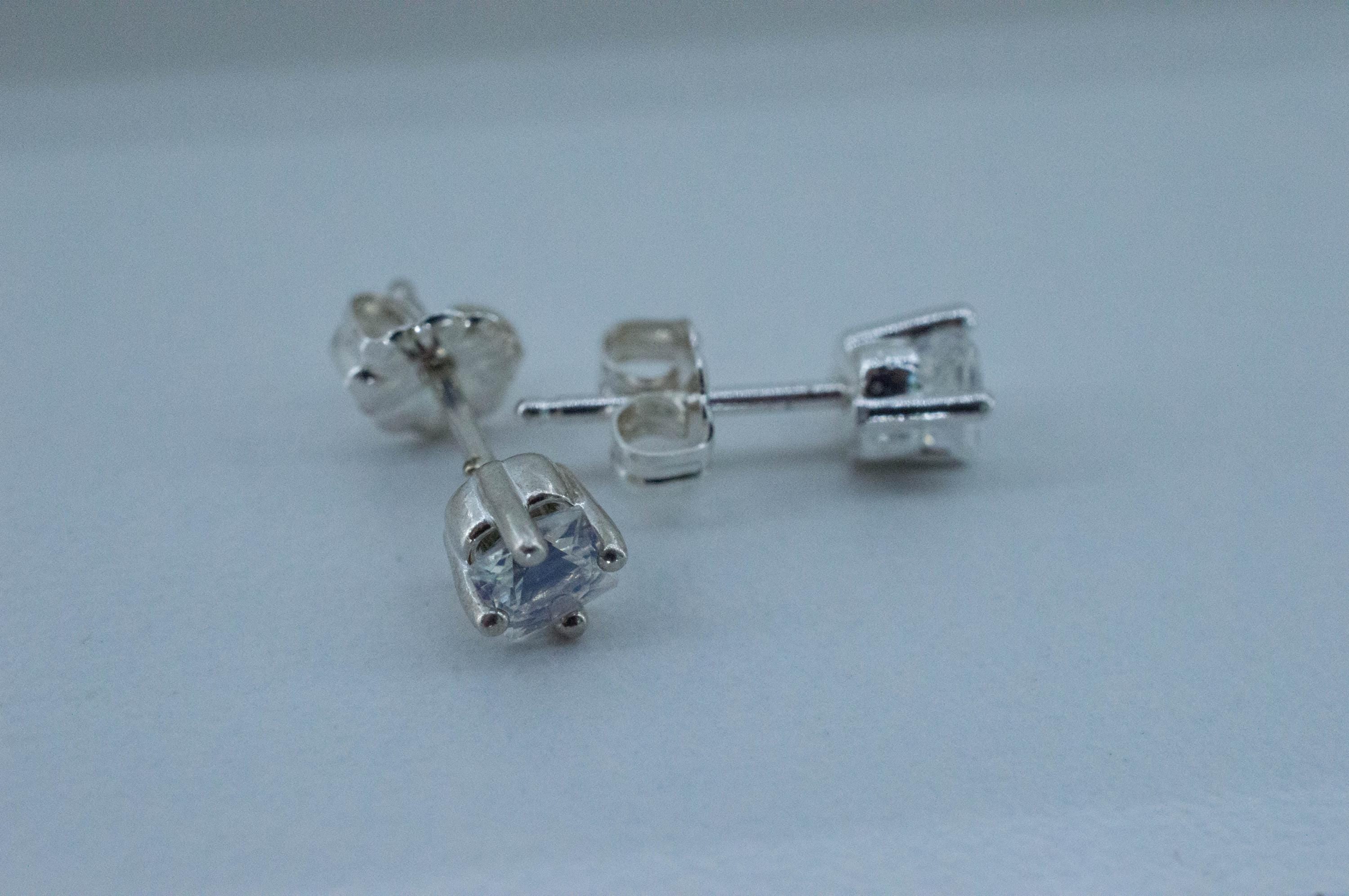 Rainbow Moonstone Earrings, Natural Untreated India Moonstone; 0.630cts - Mark Oliver Gems