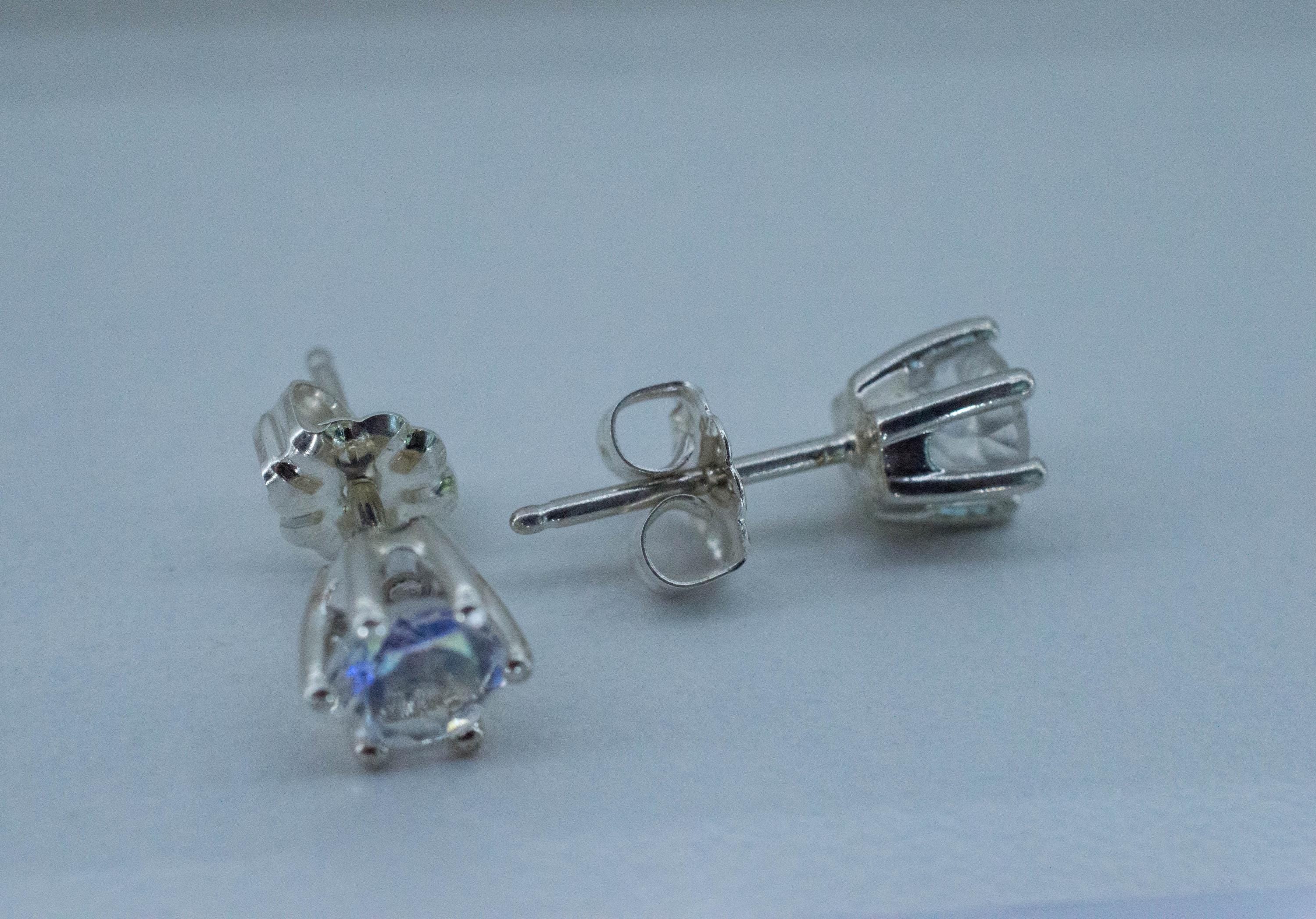 Rainbow Moonstone Earrings, Natural Untreated India Moonstone; 0.895cts - Mark Oliver Gems
