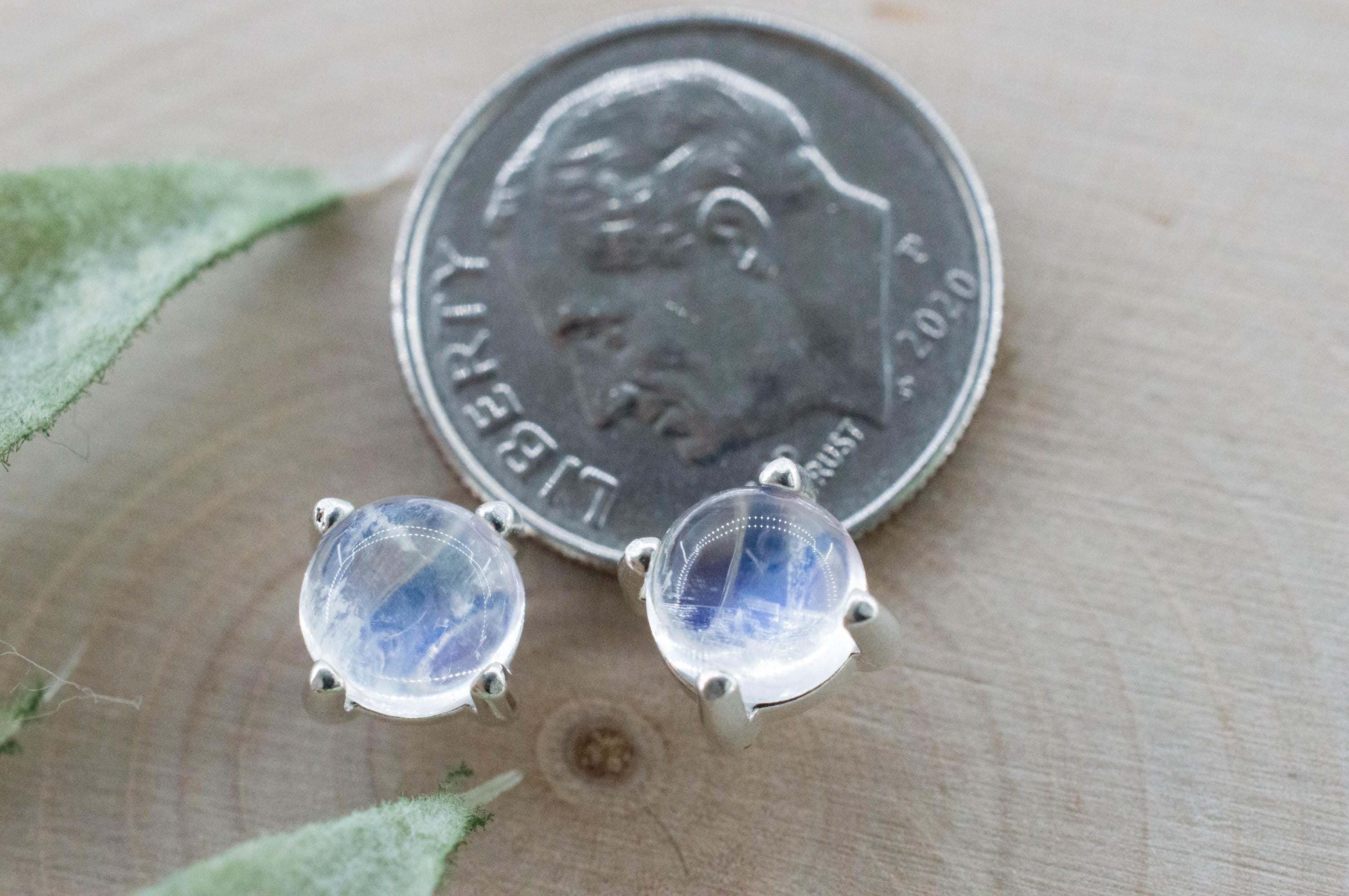 Rainbow Moonstone Earrings, Natural Untreated India Moonstone; 1.865cts - Mark Oliver Gems