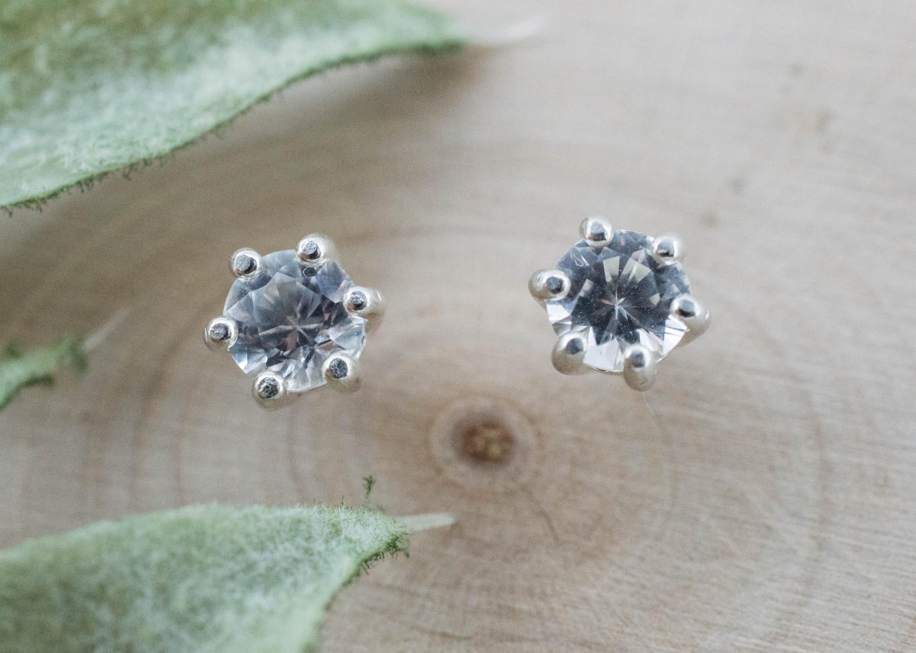 White Sapphire Earrings, Natural Sri Lanka Sapphire; 0.910cts - Mark Oliver Gems