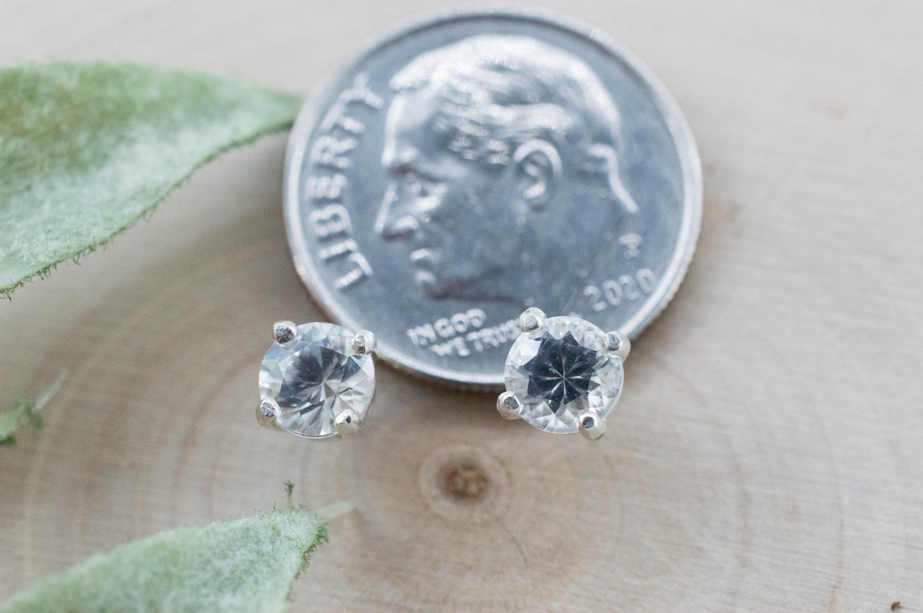 White Sapphire Earrings, Natural Sri Lanka Sapphire; 0.940cts - Mark Oliver Gems