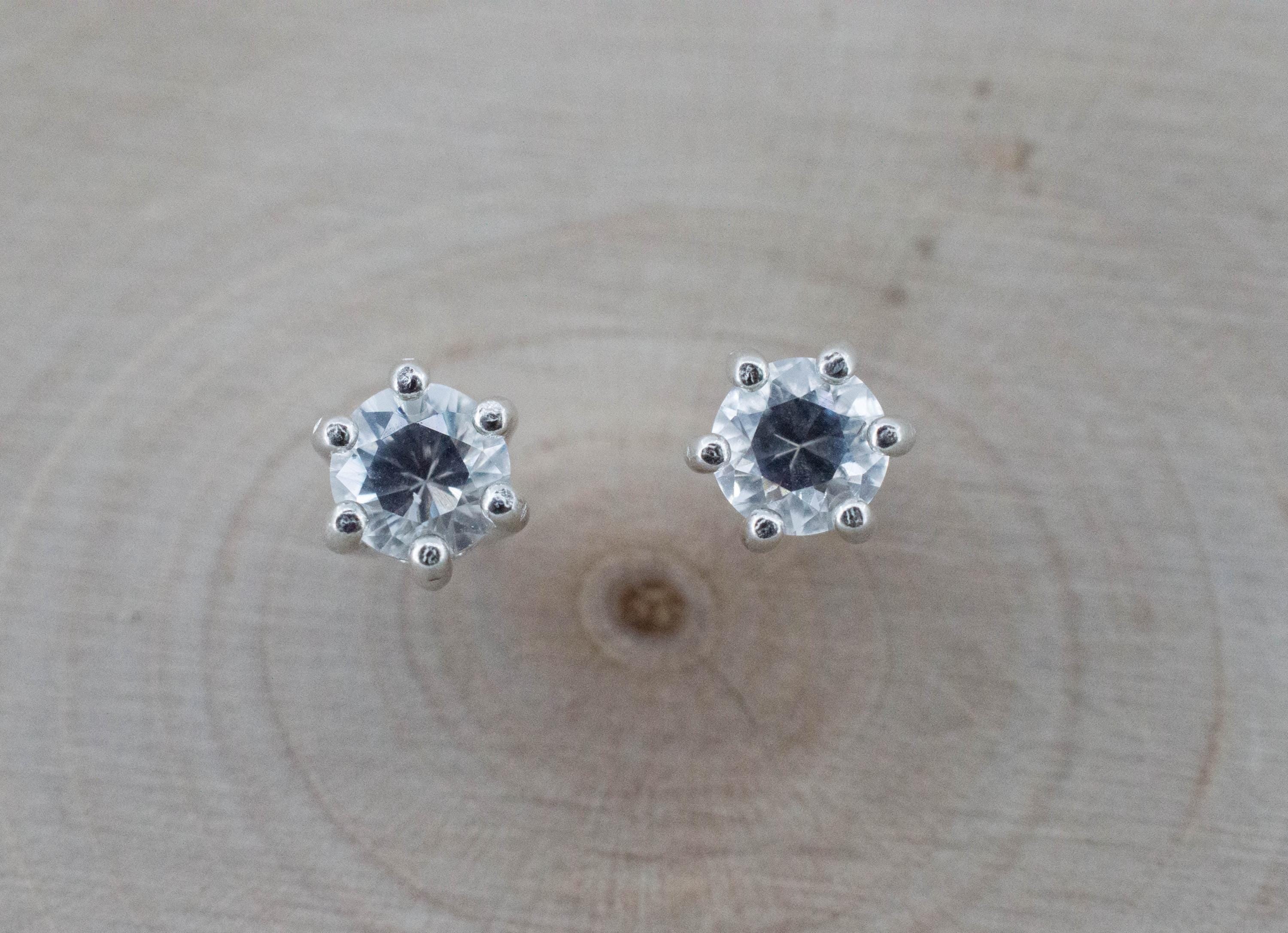 White Sapphire Earrings, Natural Sri Lanka Sapphire; 1.000cts - Mark Oliver Gems