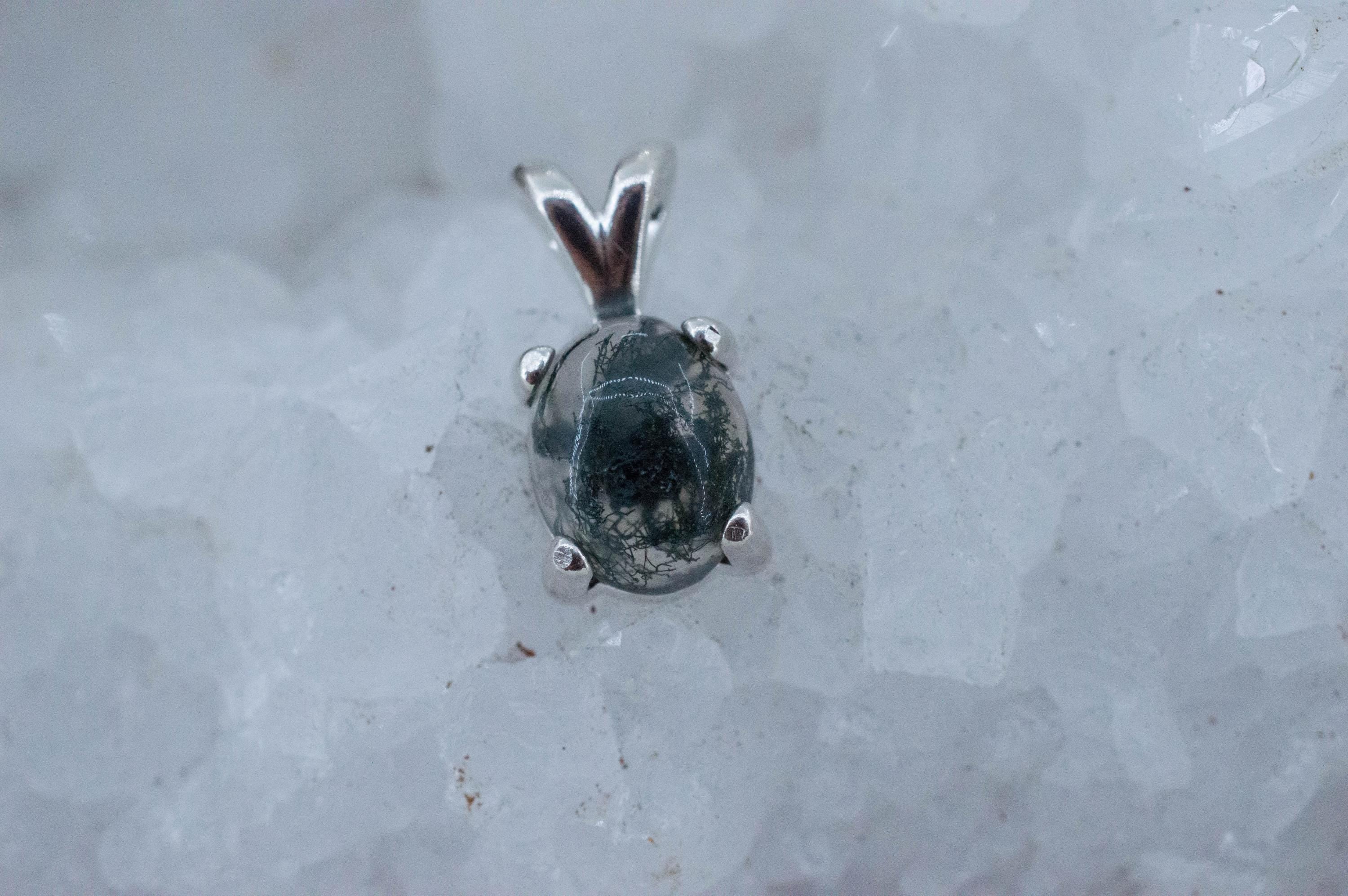 Green Moss Agate Pendant, Natural Untreated India Moss Agate; 2.385cts - Mark Oliver Gems